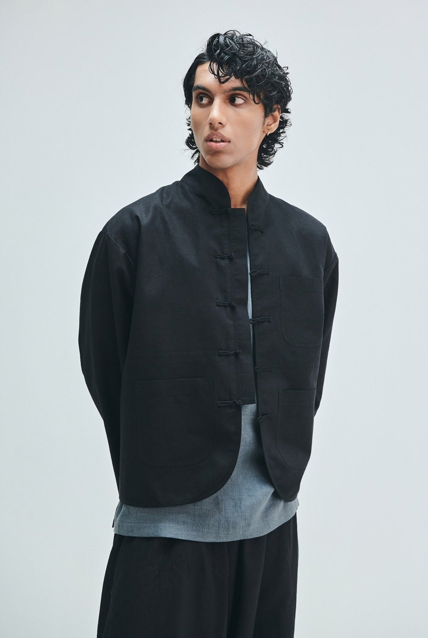 Kohl Co-Linen Men’s Mandarin Collar Jacket - CiceroniJacketSaphed