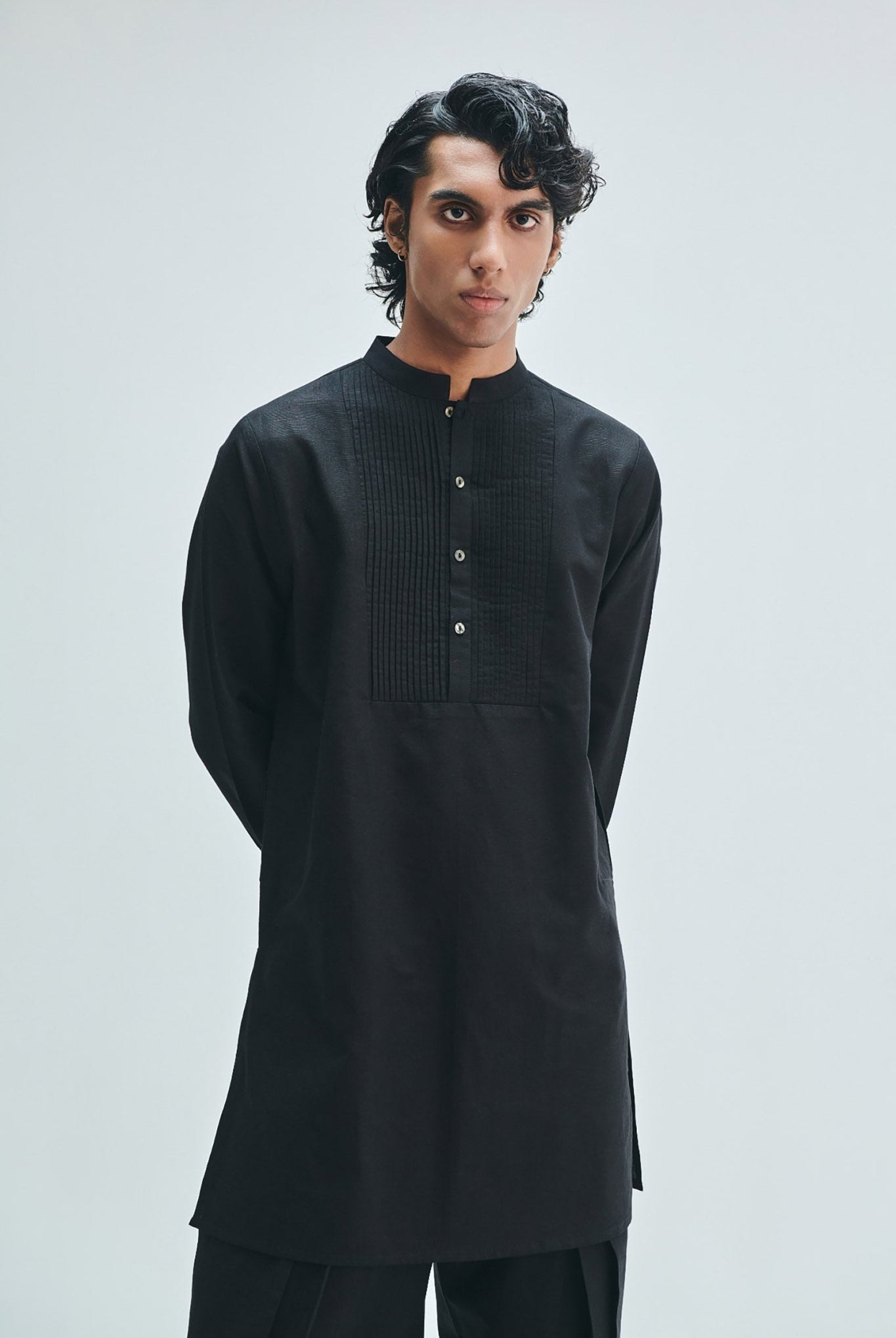 Kohl Co-Linen Men's Pleated Yoke Kurta - CiceroniKurtaSaphed