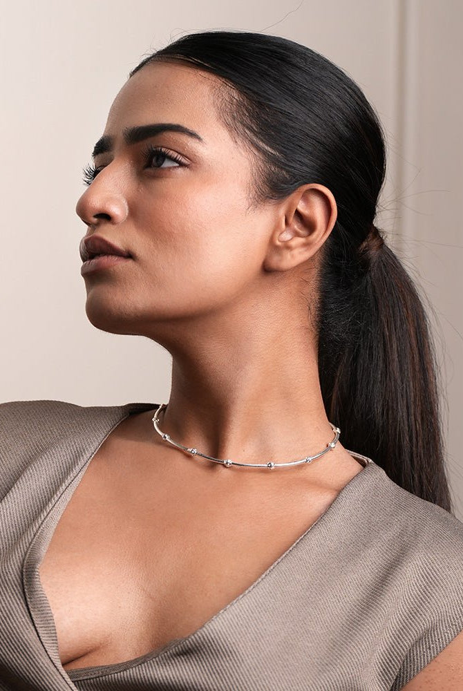 Koi Geometric Silver Choker - CiceroniChokerUnbent