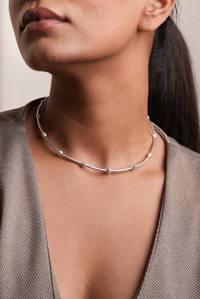 Koi Geometric Silver Choker - CiceroniChokerUnbent