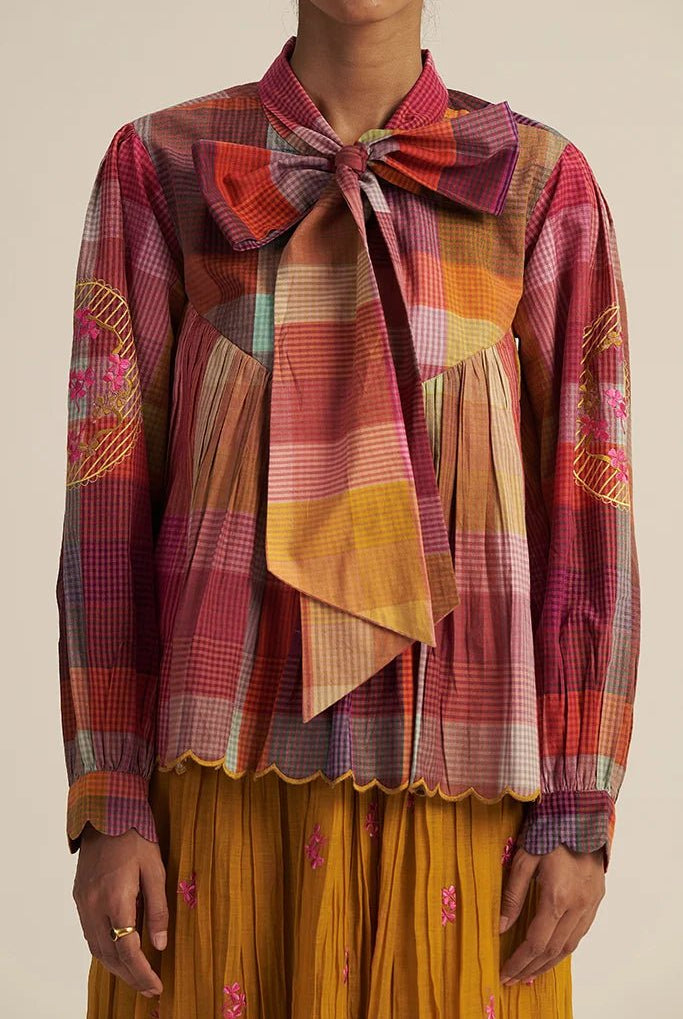 Kopou Set - Multi Check Mustard - CiceroniSkirt SetGaach