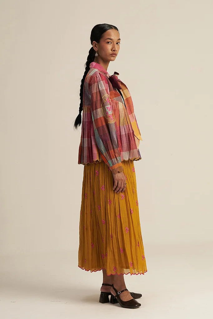 Kopou Set - Multi Check Mustard - CiceroniSkirt SetGaach