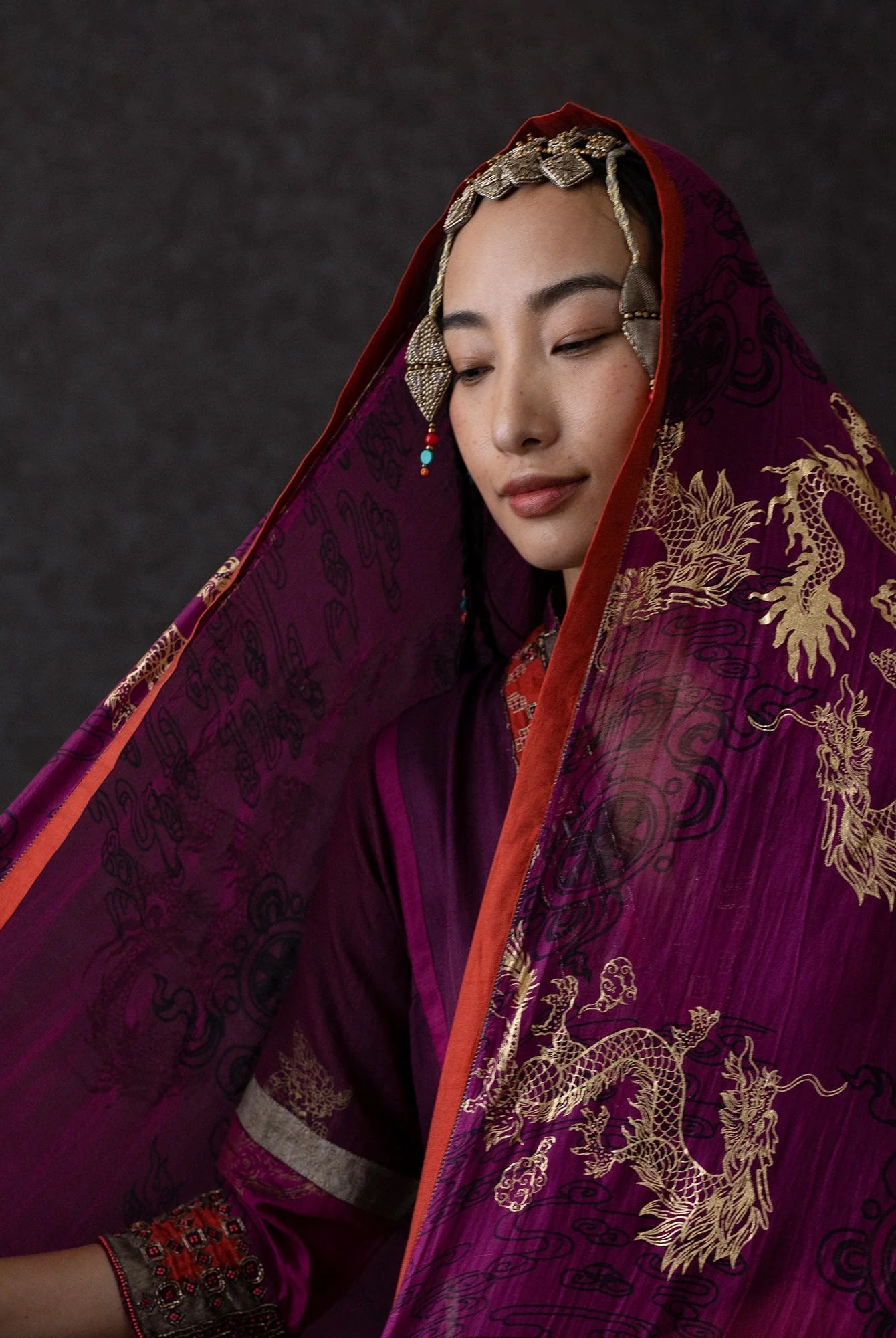 Kora Wine Dupatta - CiceroniDupattaShades of India