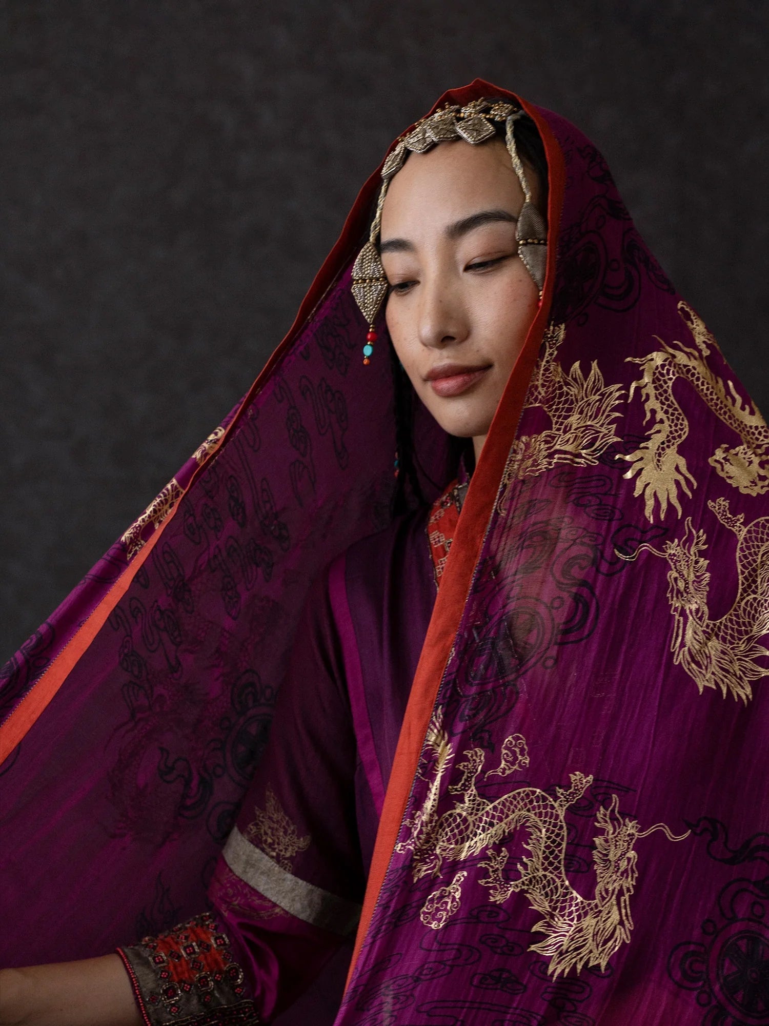 Kora Wine Dupatta - CiceroniDupattaShades of India