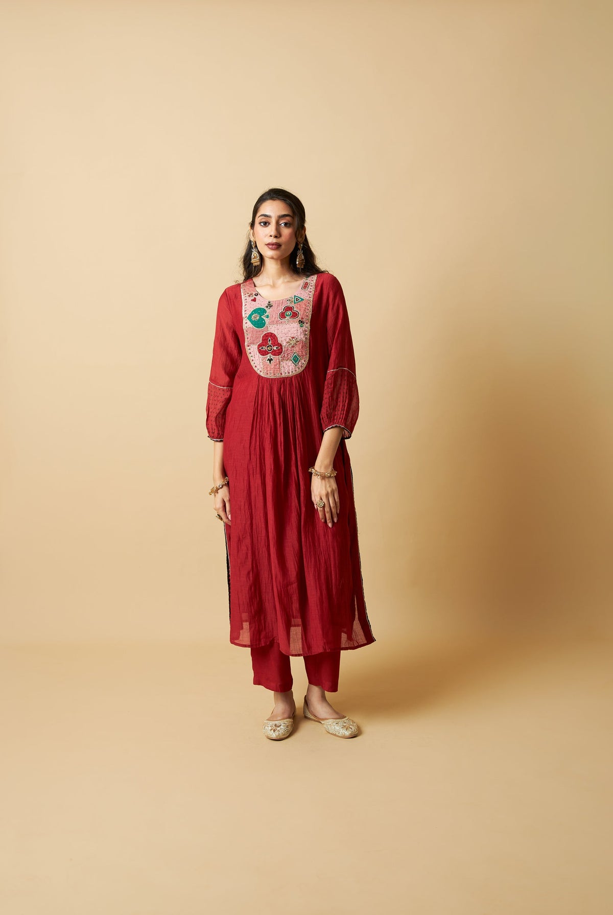 Kumkum Embroidered Kurta Set- Set of 3 - CiceroniKurta Set, Festive WearPants and Pajamas