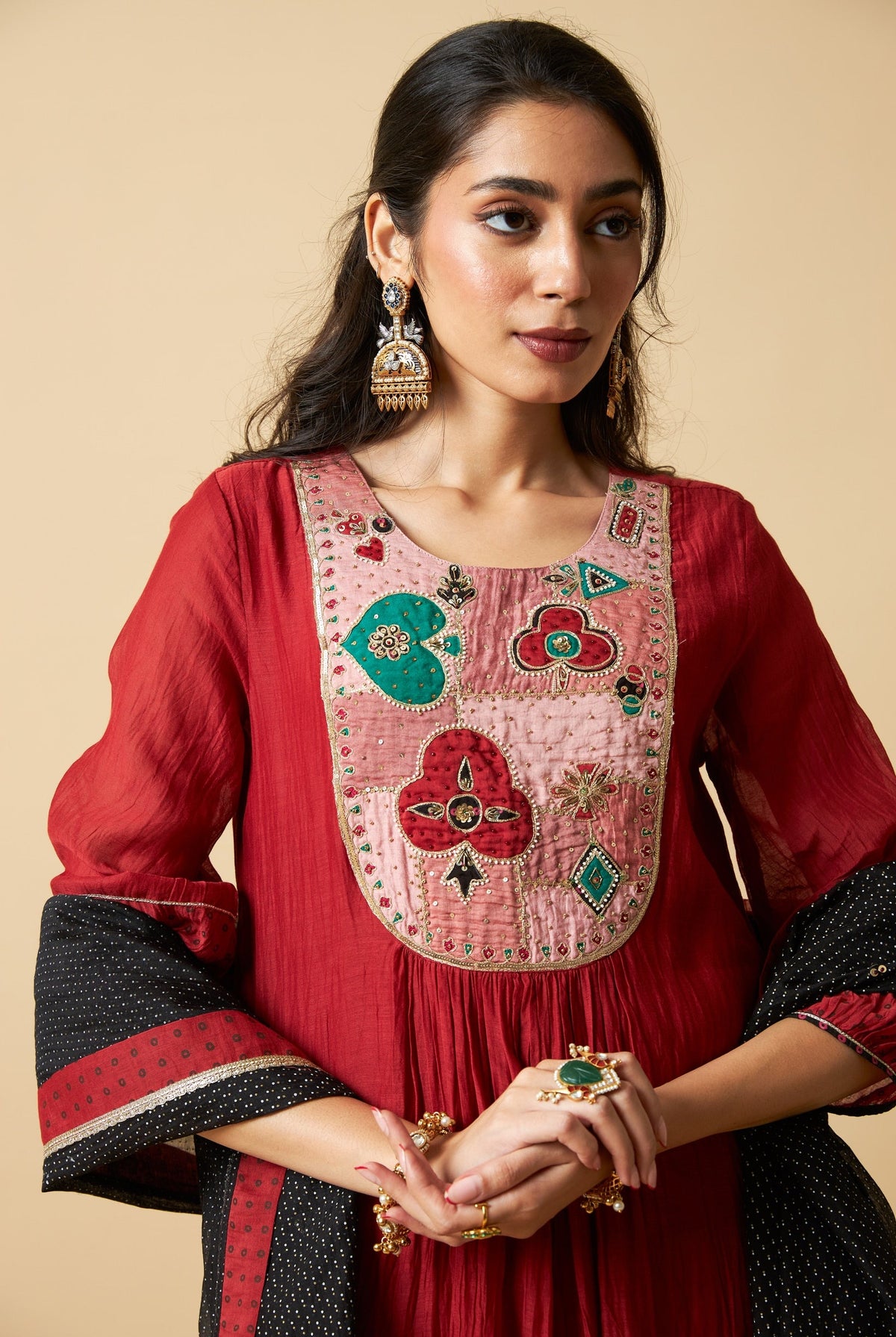 Kumkum Embroidered Kurta Set- Set of 3 - CiceroniKurta Set, Festive WearPants and Pajamas