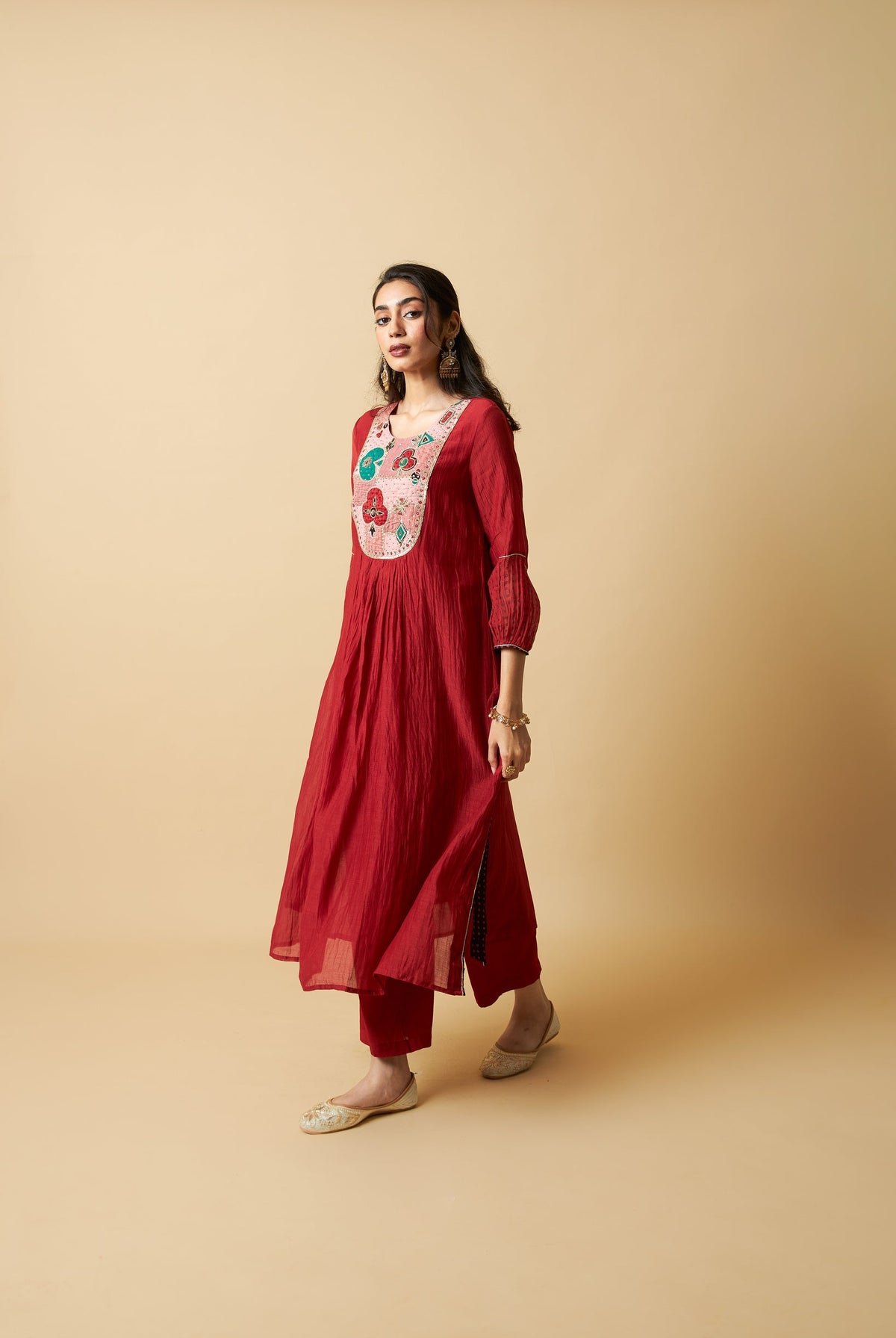 Kumkum Embroidered Kurta Set- Set of 3 - CiceroniKurta Set, Festive WearPants and Pajamas