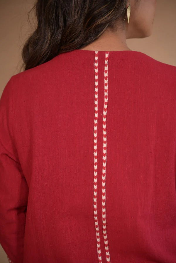 Kurta, with focus weaving details and hand embroidery - CiceroniKurta Set, Everyday WearRang by Rajvi