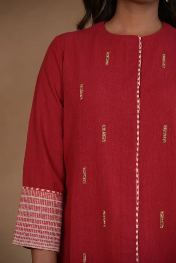 Kurta, with focus weaving details and hand embroidery - CiceroniKurta Set, Everyday WearRang by Rajvi