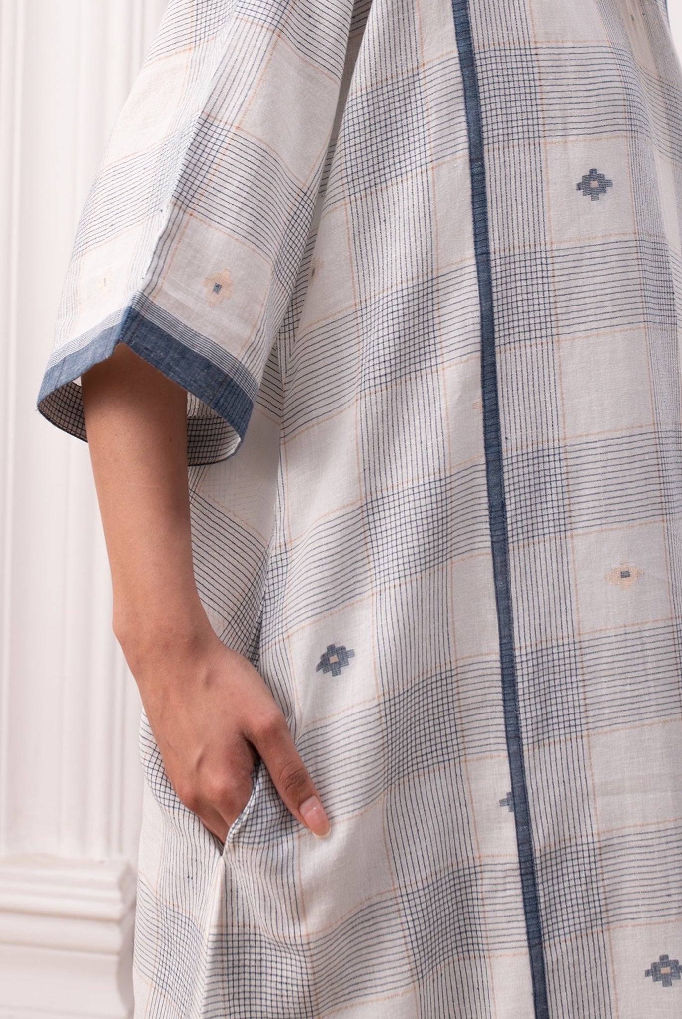 Kusama Jamdani Set - White & Indigo - CiceroniKurta Set, Everyday WearHiranya