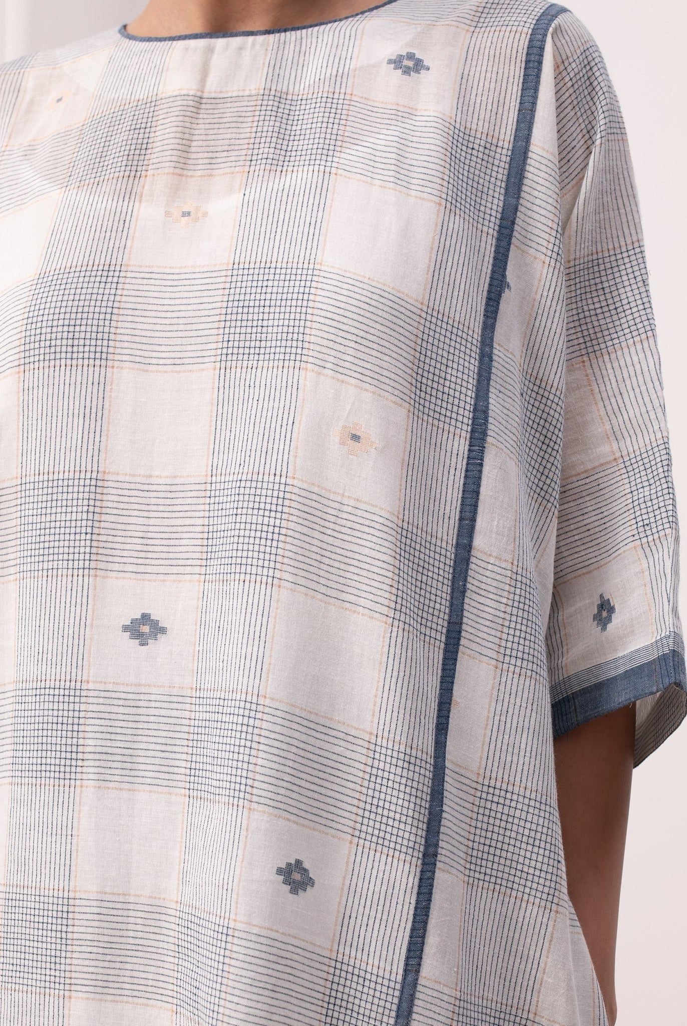 Kusama Jamdani Set - White & Indigo - CiceroniKurta Set, Everyday WearHiranya