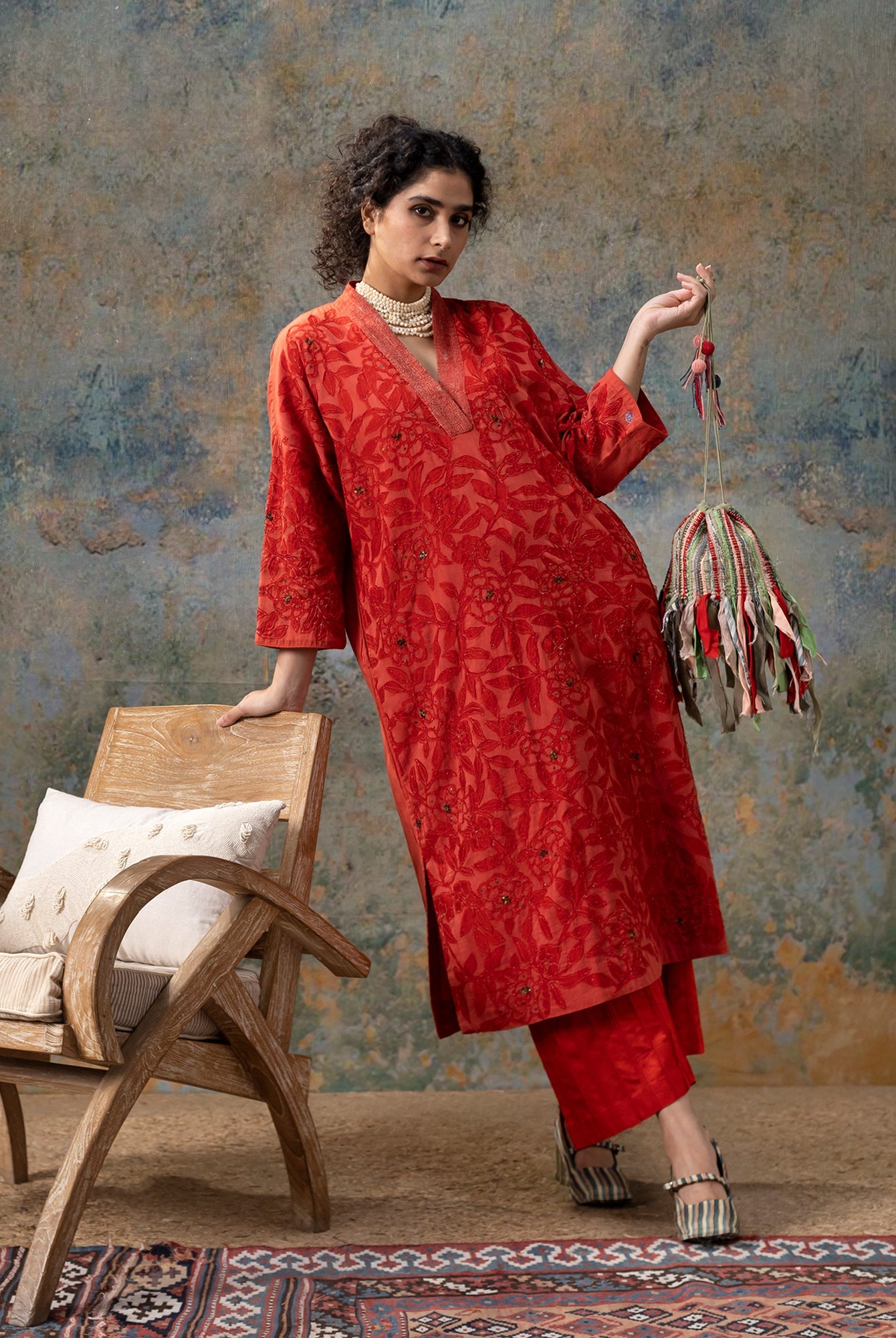 Kusum Red Kaftan - CiceroniKaftanShades of India