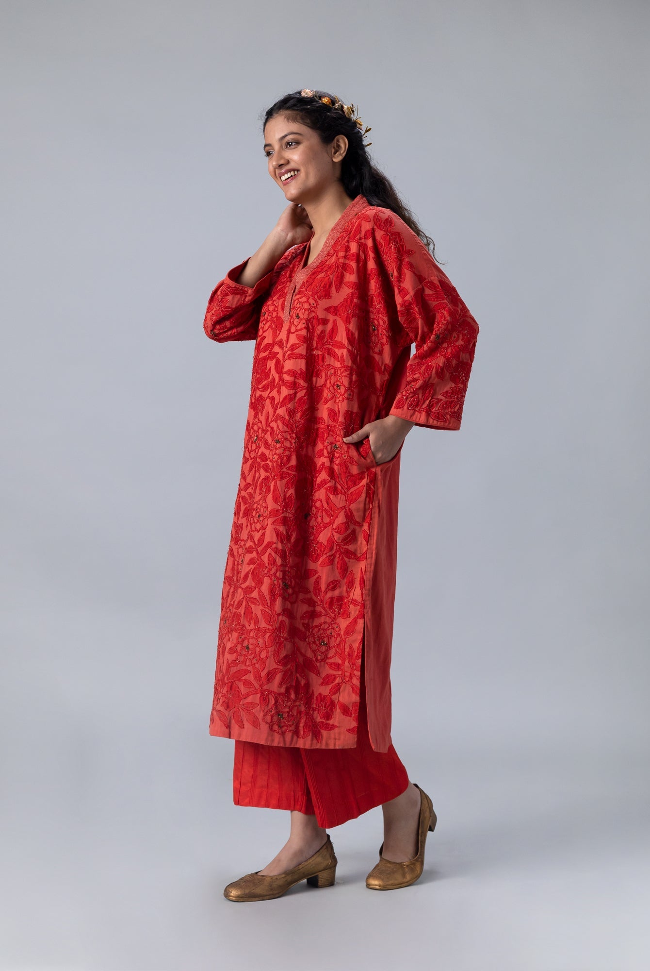 Kusum Red Kaftan - CiceroniKaftanShades of India