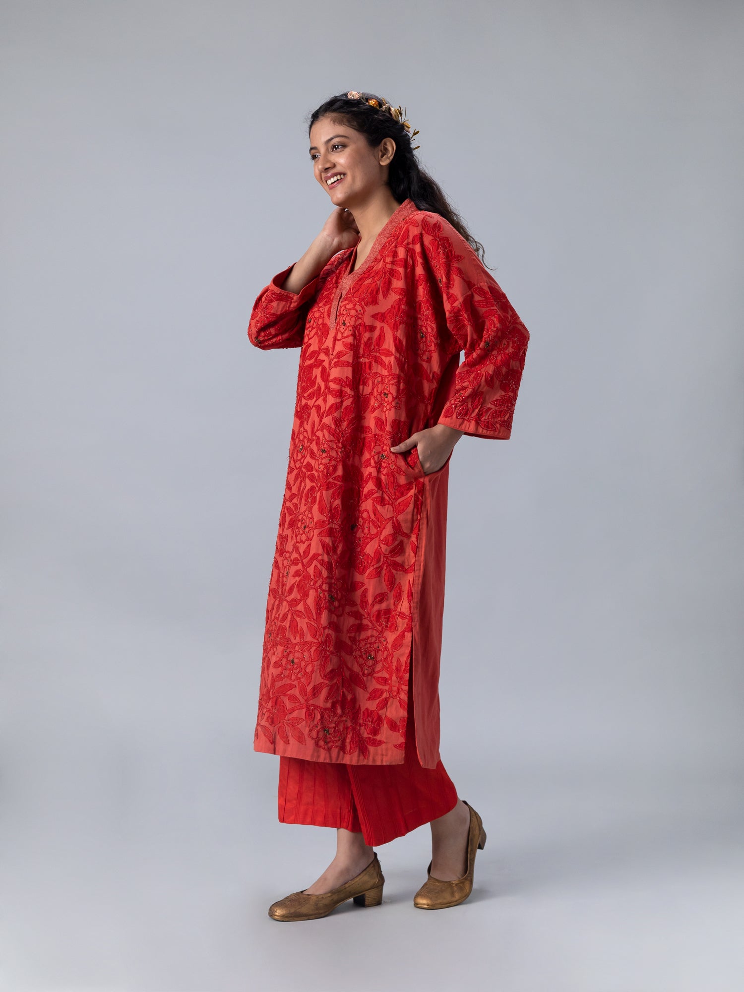 Kusum Red Kaftan - CiceroniKaftanShades of India