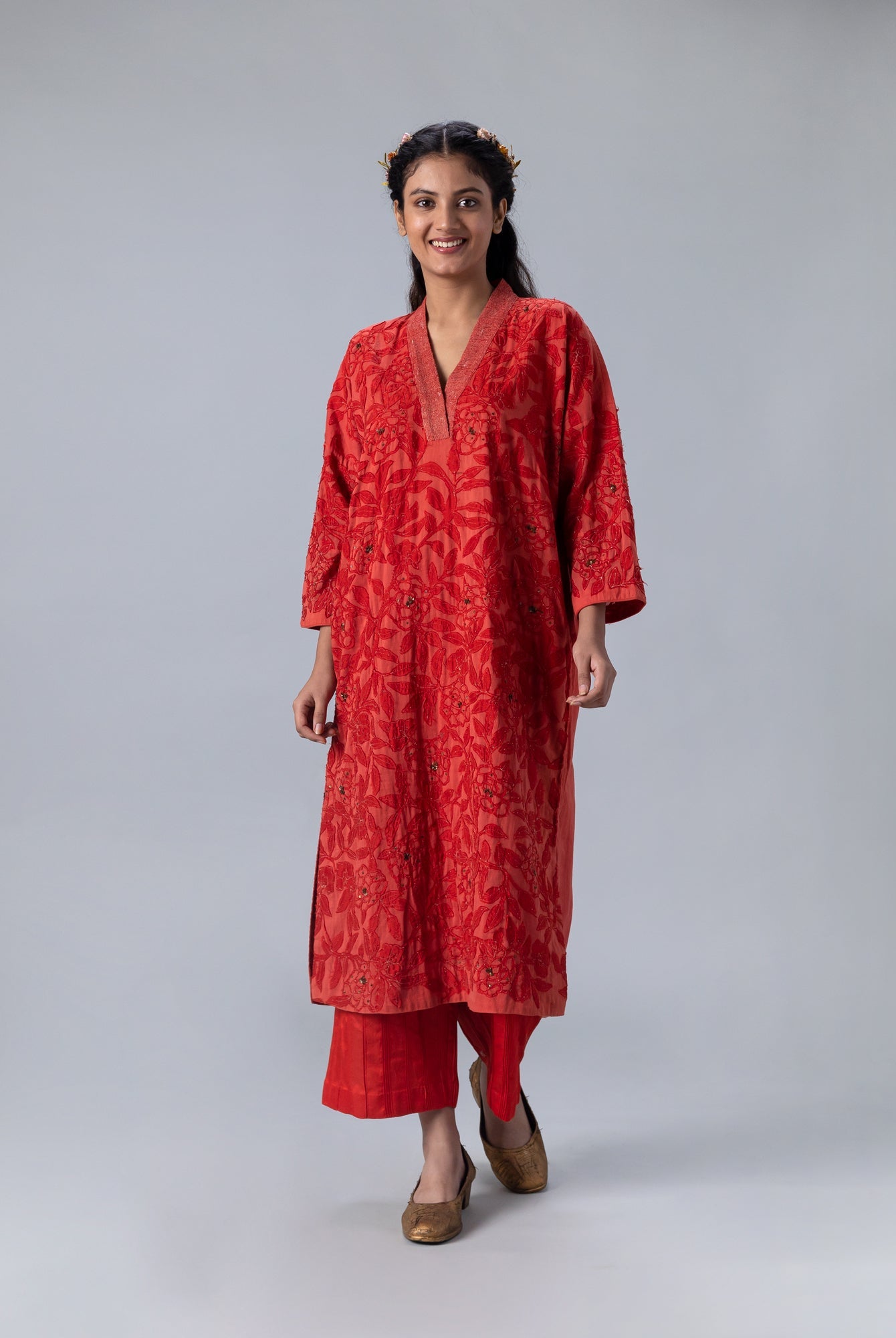 Kusum Red Kaftan - CiceroniKaftanShades of India