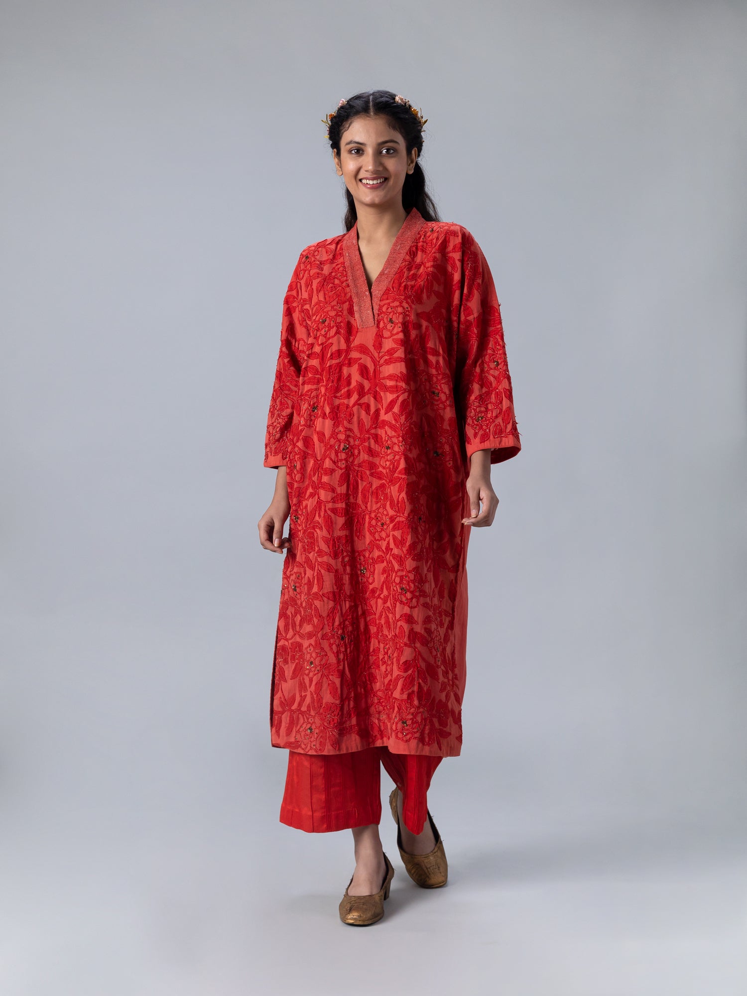 Kusum Red Kaftan - CiceroniKaftanShades of India