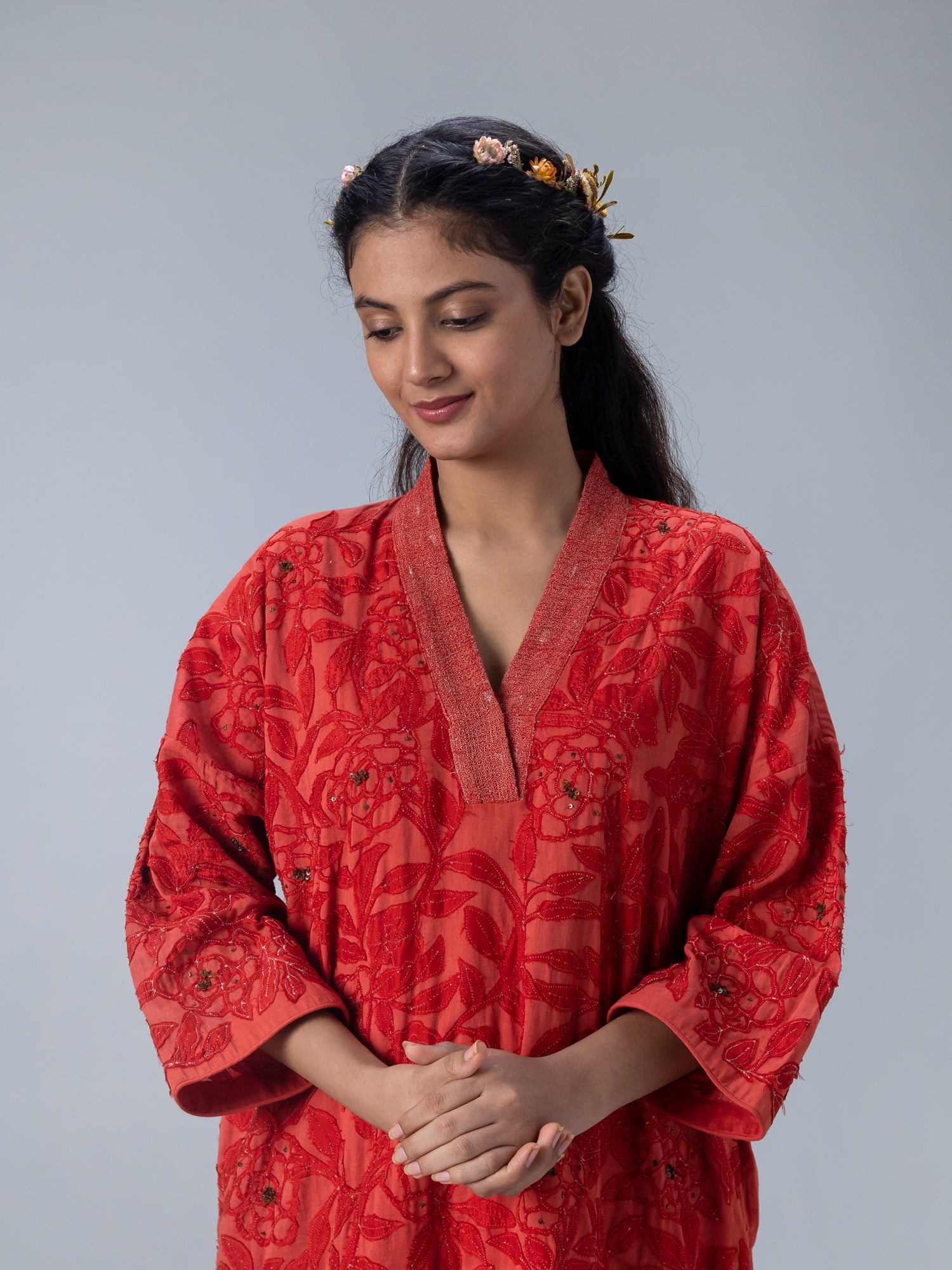 Kusum Red Kaftan - CiceroniKaftanShades of India
