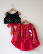 Laddoo Cotton Black Bandhani Top With Checkered Lehenga Set - CiceroniLehenga SetLove The World Today