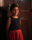 Laddoo Cotton Black Bandhani Top With Checkered Lehenga Set - CiceroniLehenga SetLove The World Today