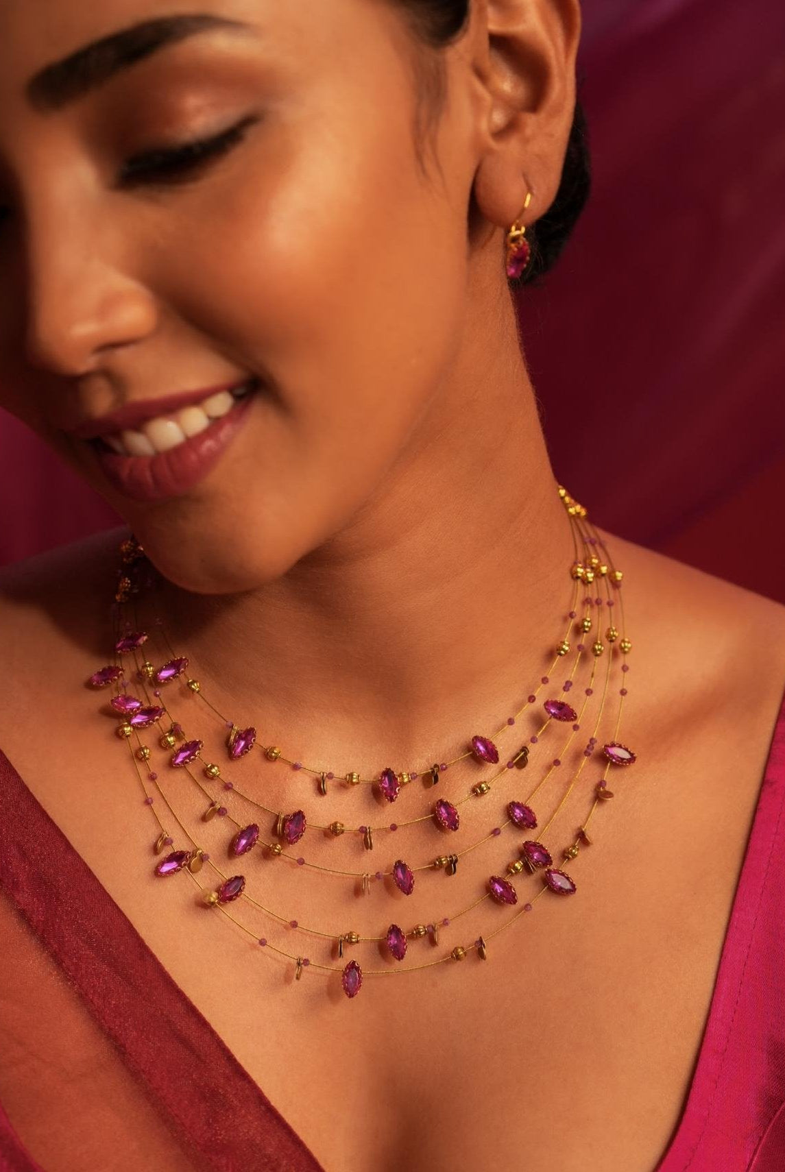 Layered Crystal Necklace - CiceroniNecklaceAarika