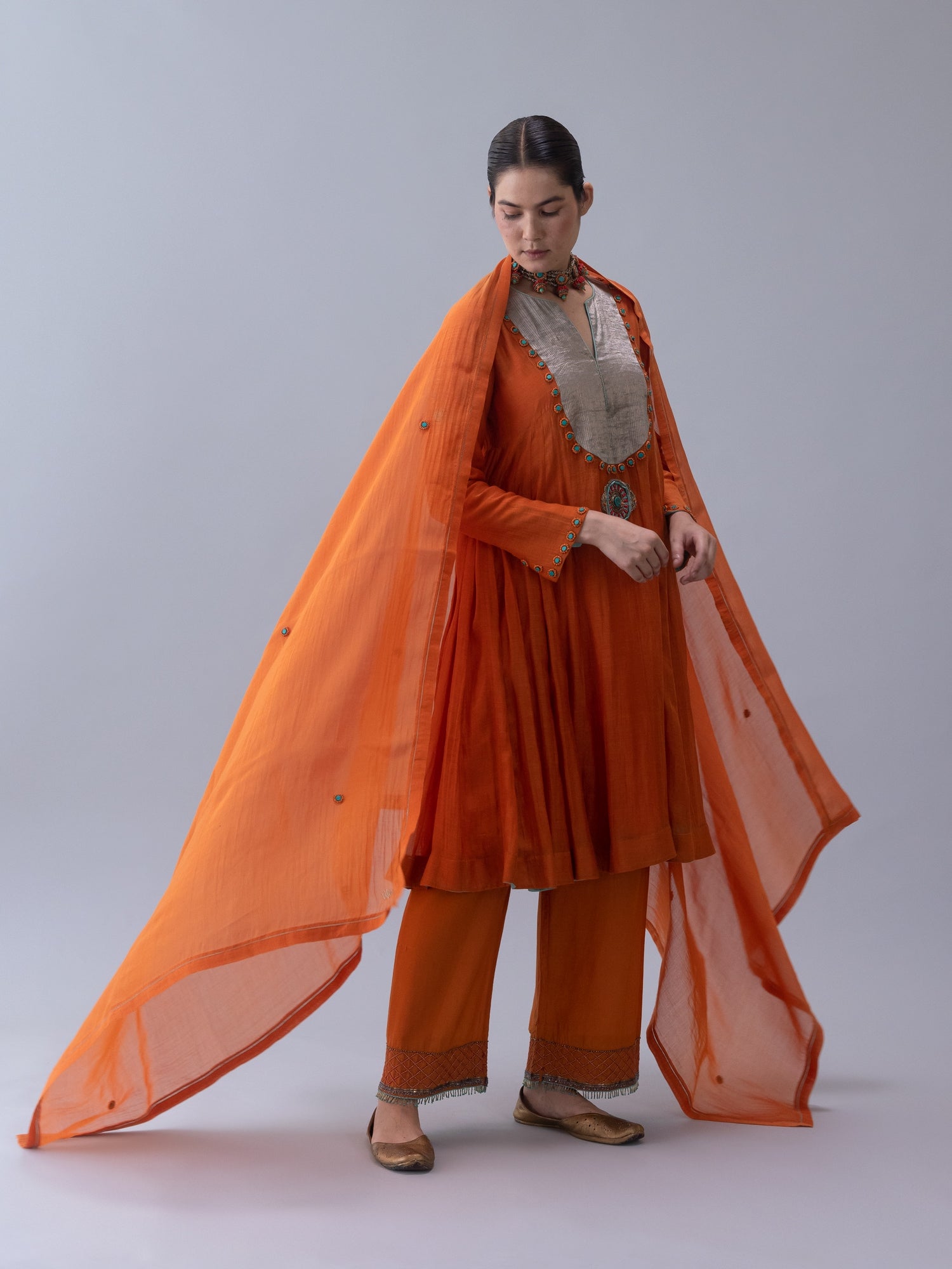 Leah Orange Dupatta - CiceroniDupattaShades of India