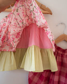 Leela Cotton Pink Floral Flared Top With Pink Checkered Pants Coord Set - CiceroniCo - ord SetLove The World Today