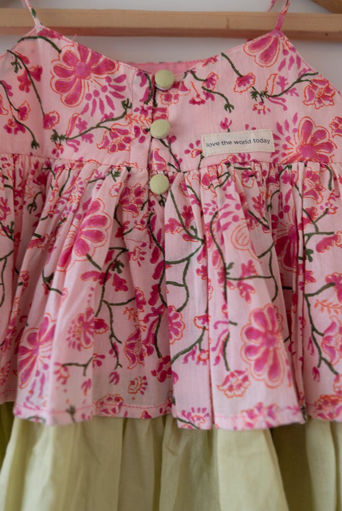 Leela Cotton Pink Floral Flared Top With Pink Checkered Pants Coord Set - CiceroniCo - ord SetLove The World Today