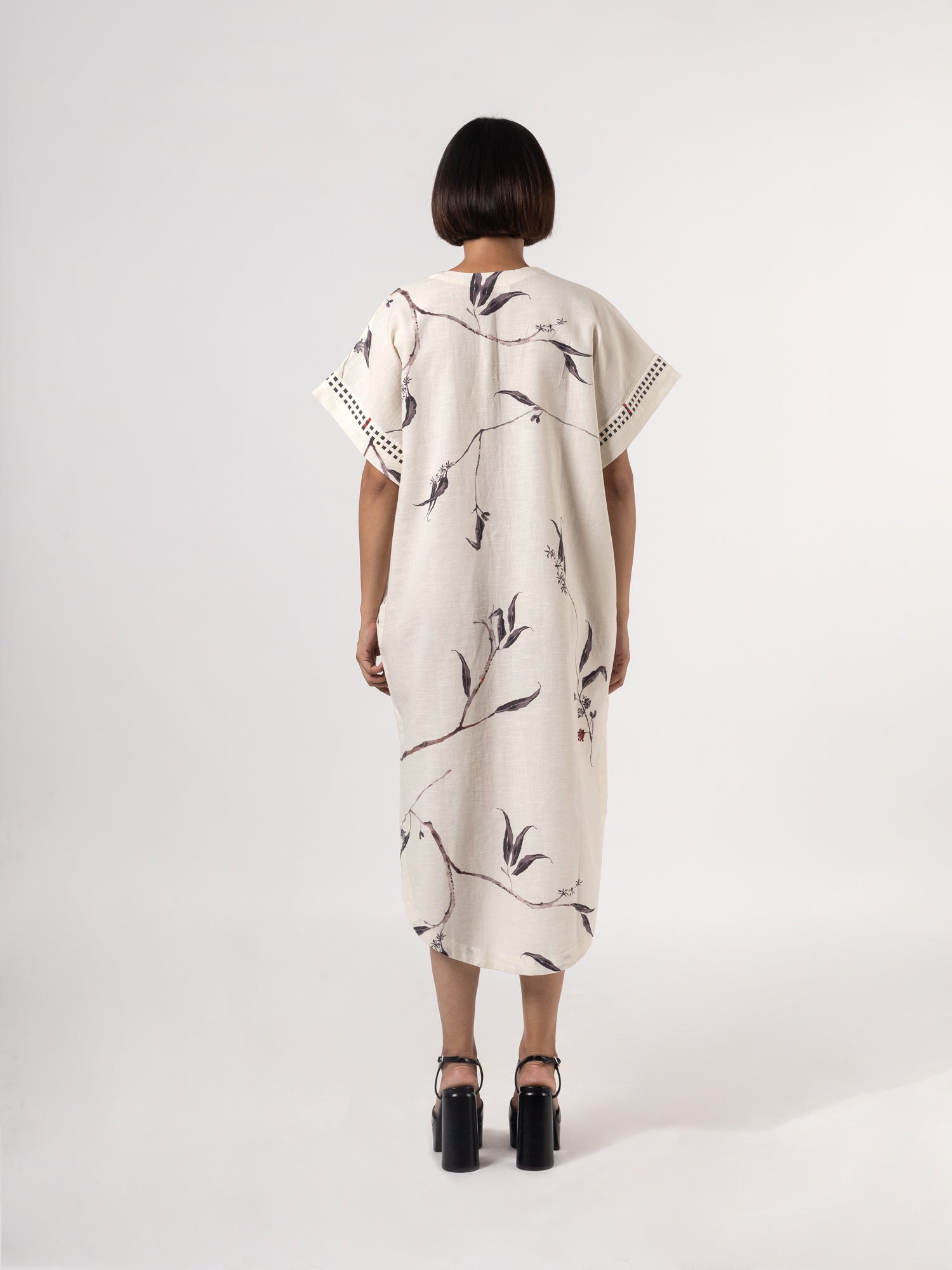 Leila Natural Charcoal Dress - CiceroniDressesShades of India