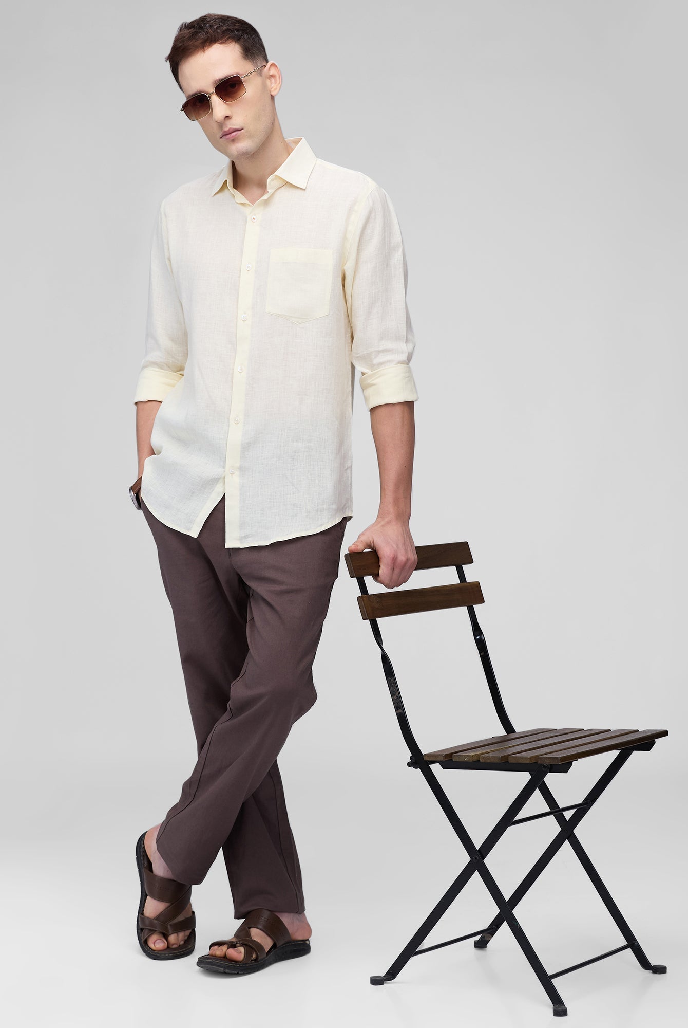 Lemon Yellow 100% Linen Classic Shirt - CiceroniMen Shirtsbhrāta