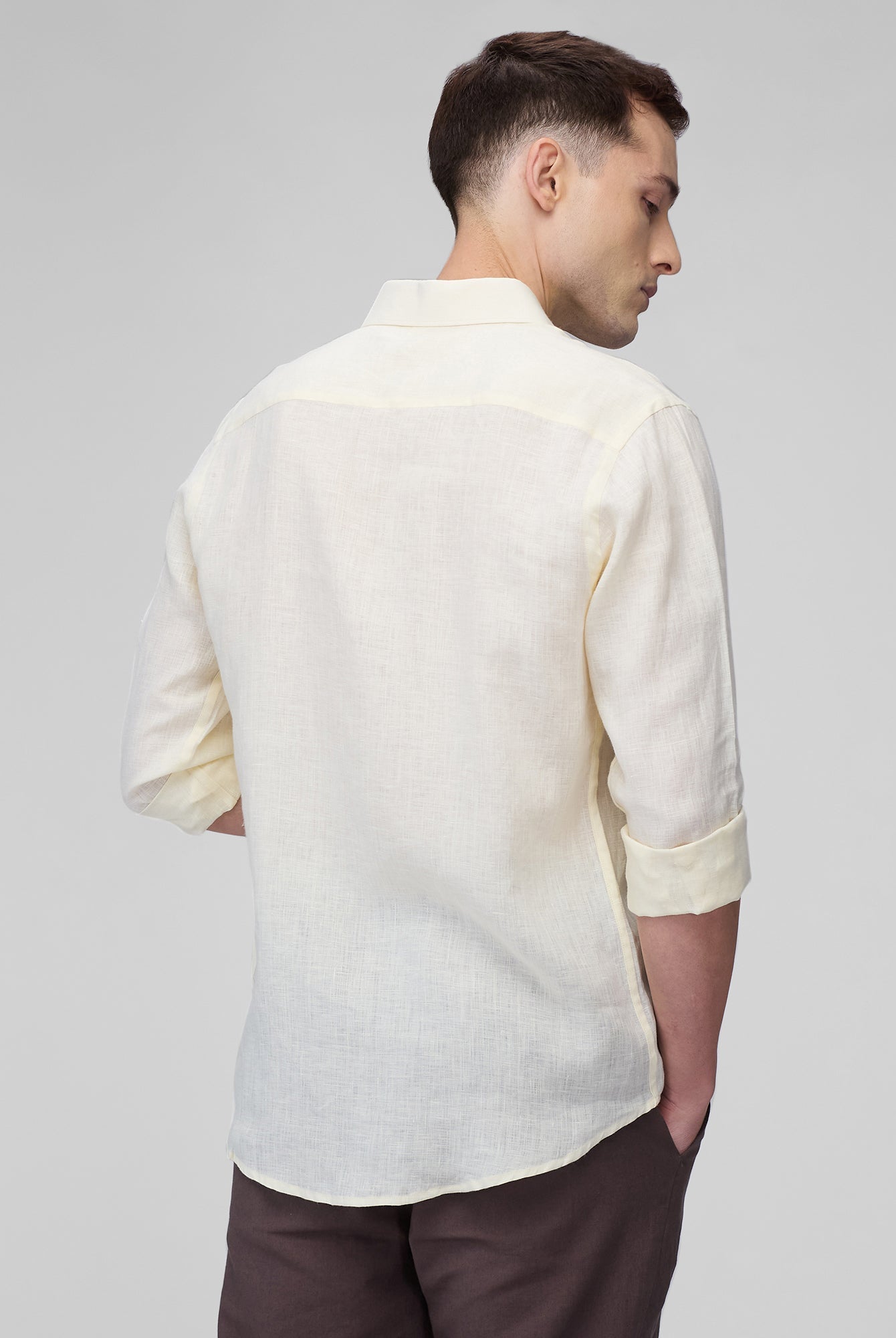 Lemon Yellow 100% Linen Classic Shirt - CiceroniMen Shirtsbhrāta