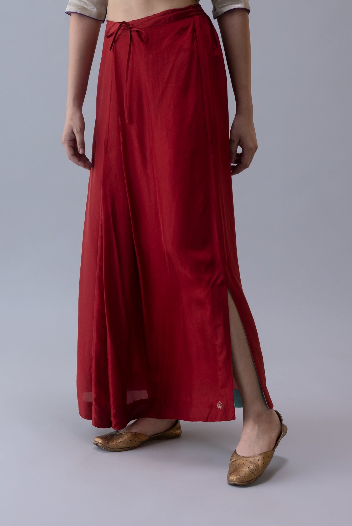 Lhaden Deep Red Skirt - CiceroniSkirtsShades of India