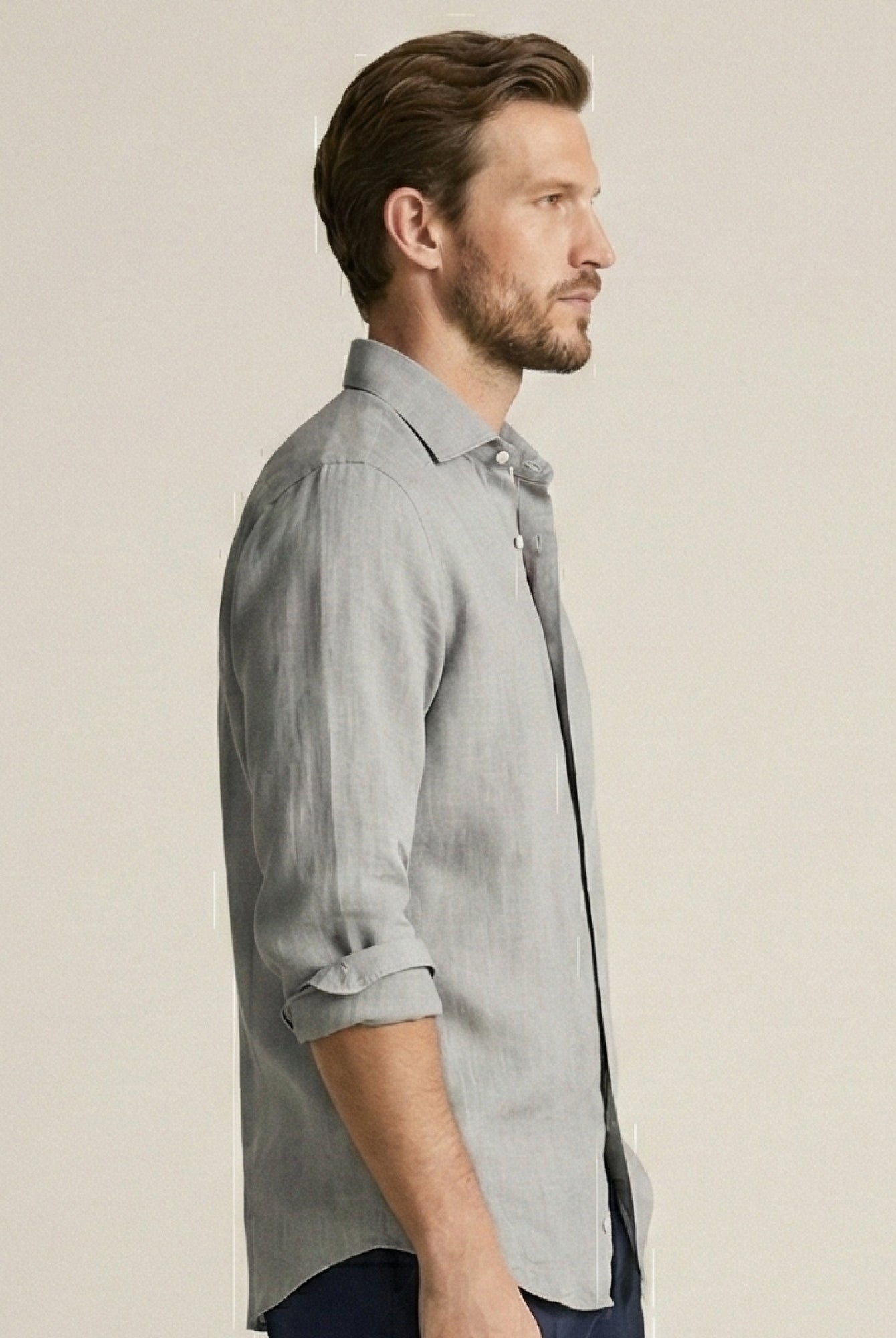 Light Gray 100% Pure Linen Shirt - CiceroniMen Shirtsbhrāta