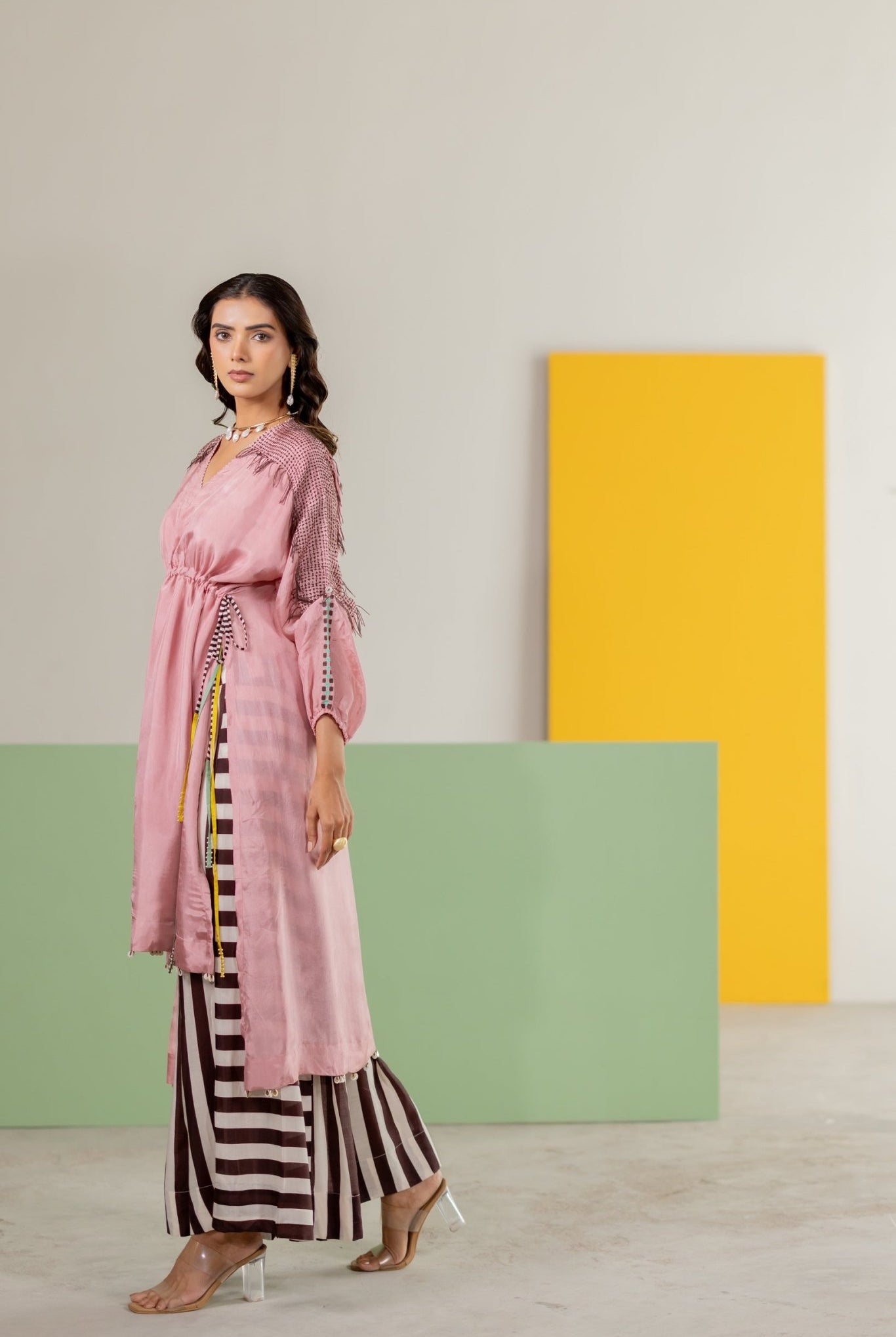 Light Pink Tunic Set - CiceroniKurta Set, Festive WearTussah