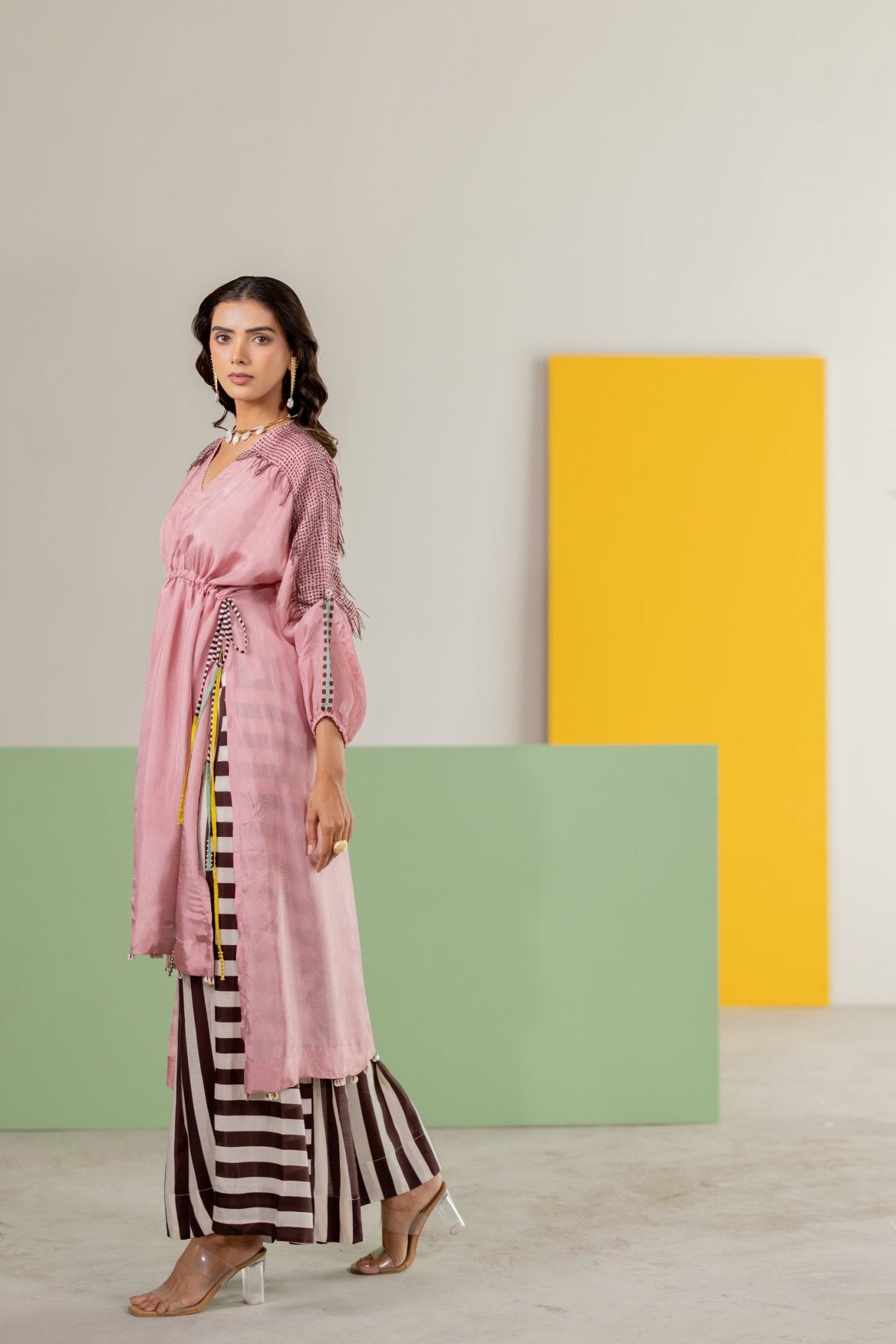Light Pink Tunic Set - CiceroniKurta Set, Festive WearTussah