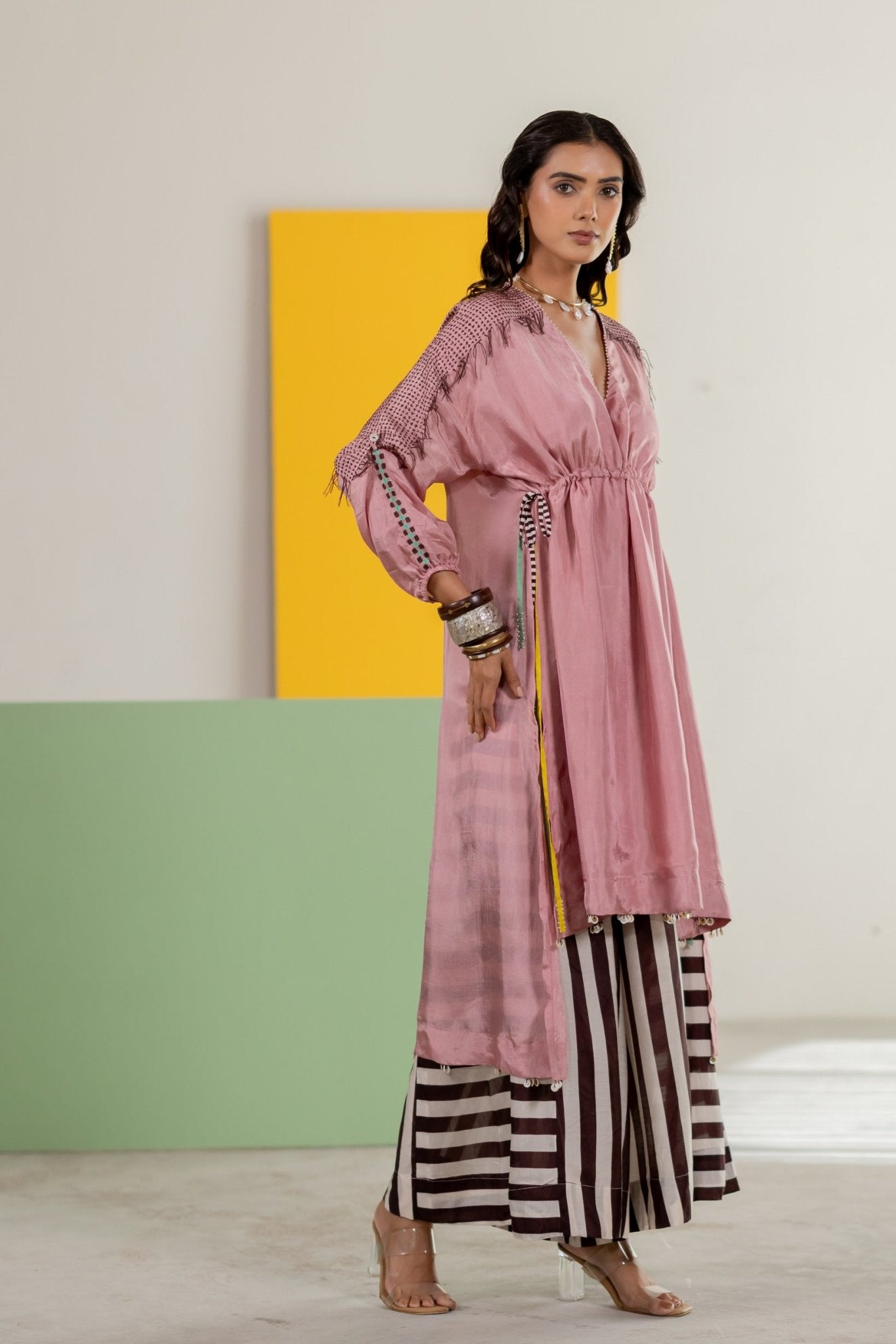 Light Pink Tunic Set - CiceroniKurta Set, Festive WearTussah
