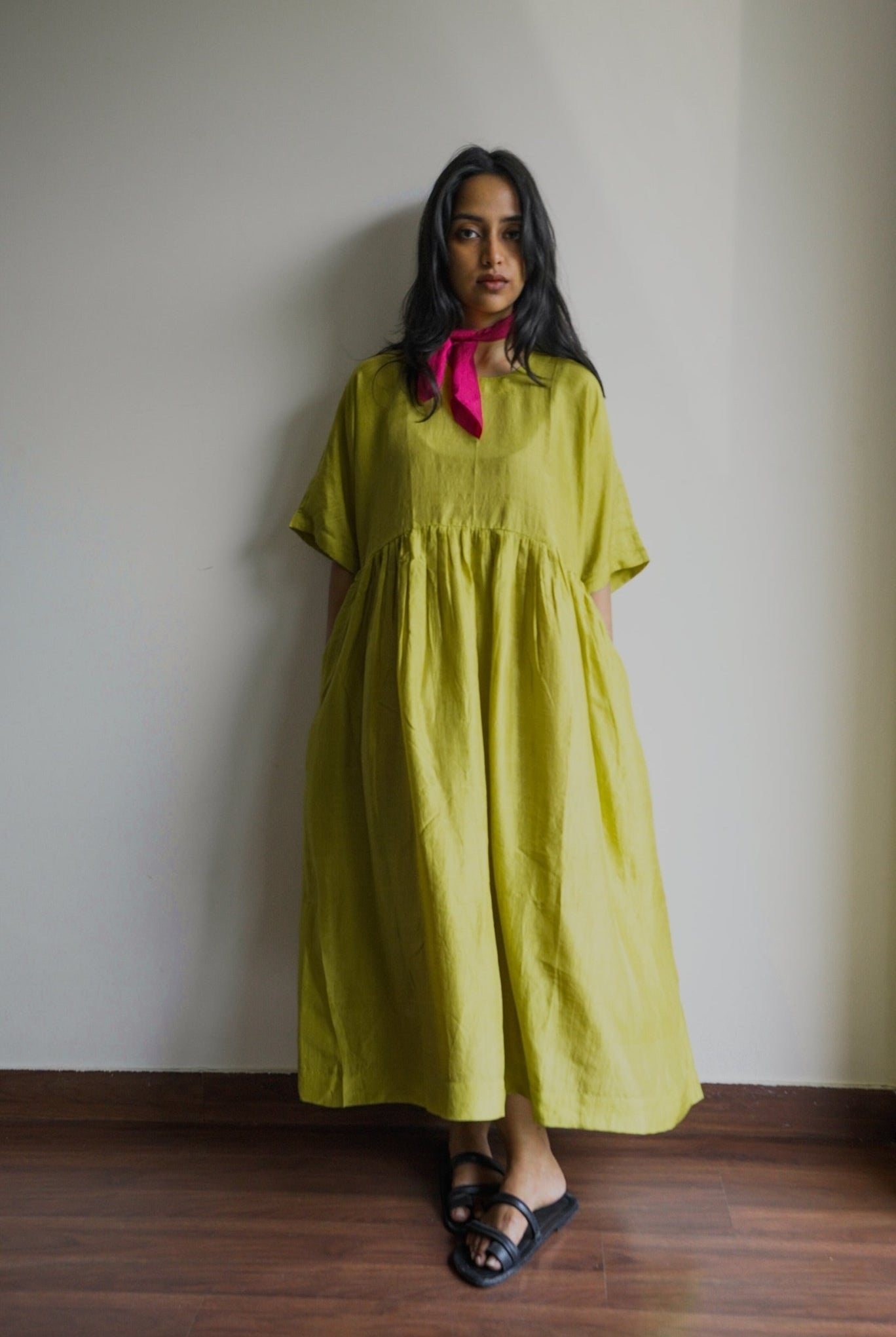 Lime Green Kimono Sleeve Dress - CiceroniDresseswith N.