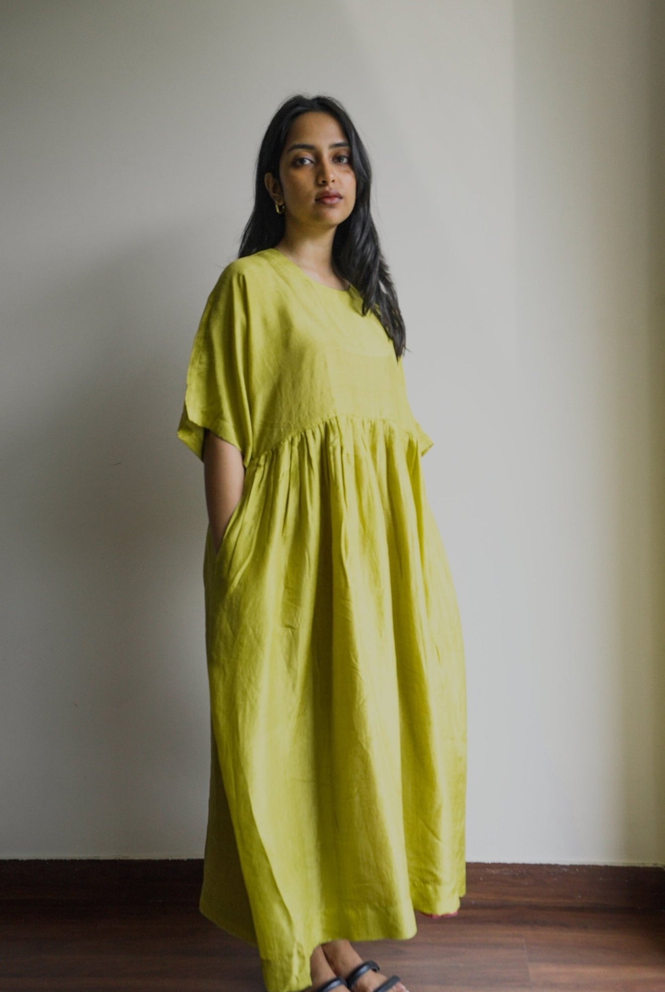 Lime Green Kimono Sleeve Dress - CiceroniDresseswith N.