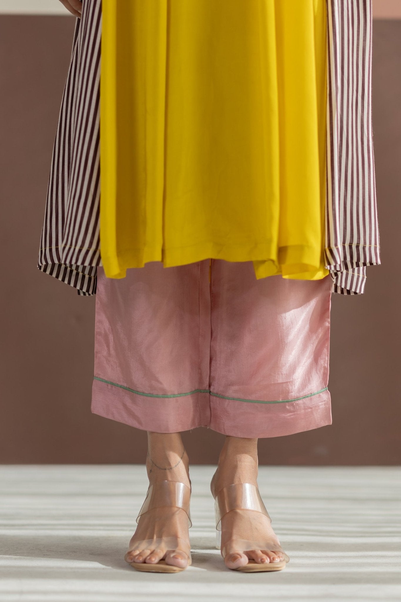 Lime Yellow Kurta Set - CiceroniKurta Set, Festive WearTussah