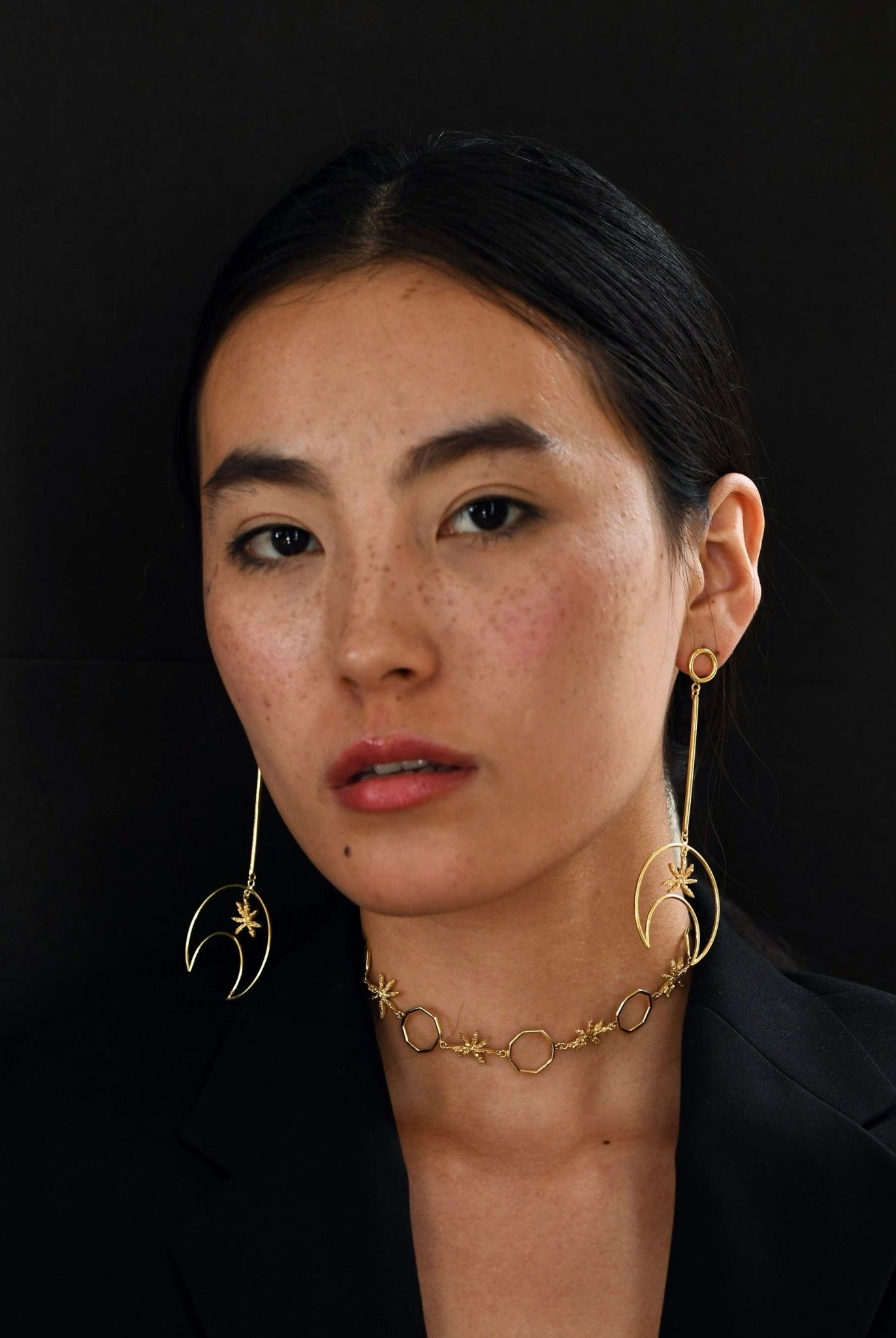 Linear Moon Dangle Earrings - CiceroniEarringsThe Loom Art