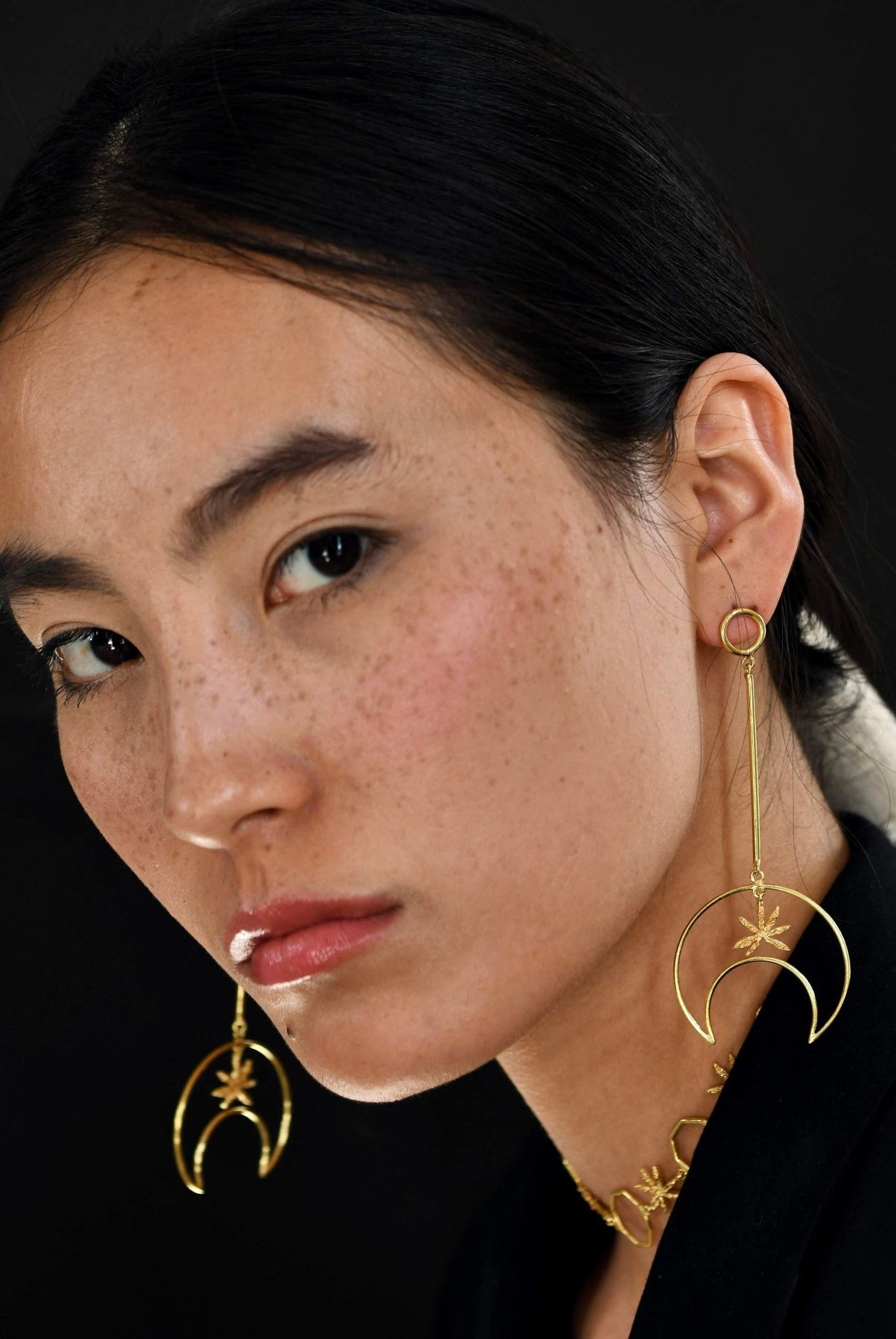 Linear Moon Dangle Earrings - CiceroniEarringsThe Loom Art