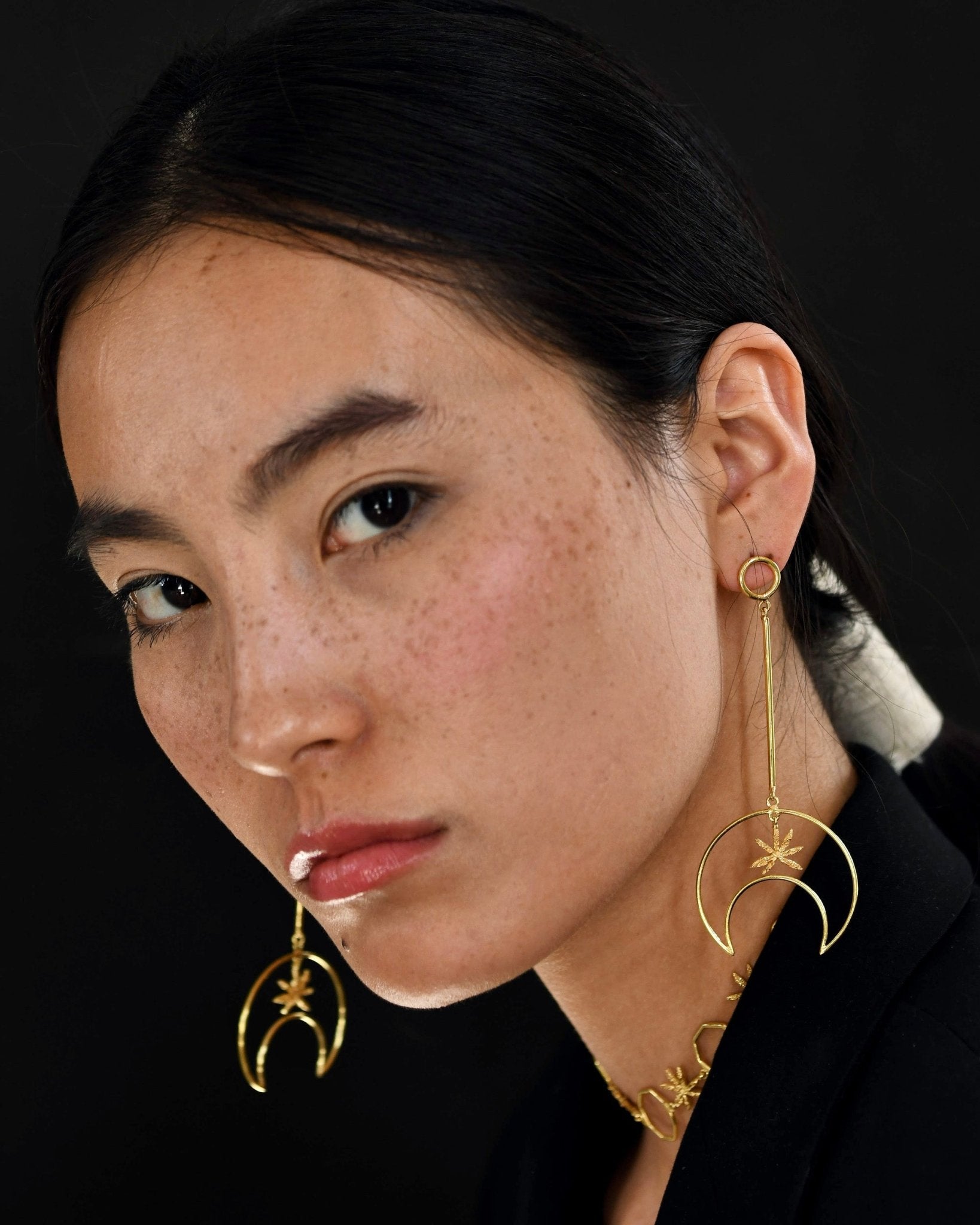 Linear Moon Dangle Earrings - CiceroniEarringsThe Loom Art
