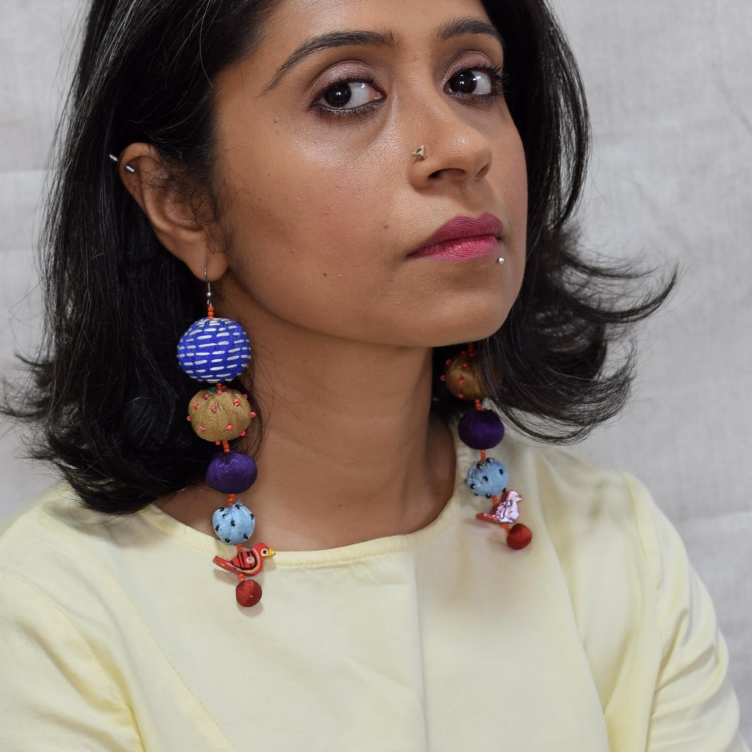 Long Tia Earrings - Blue - CiceroniEarringPaulami