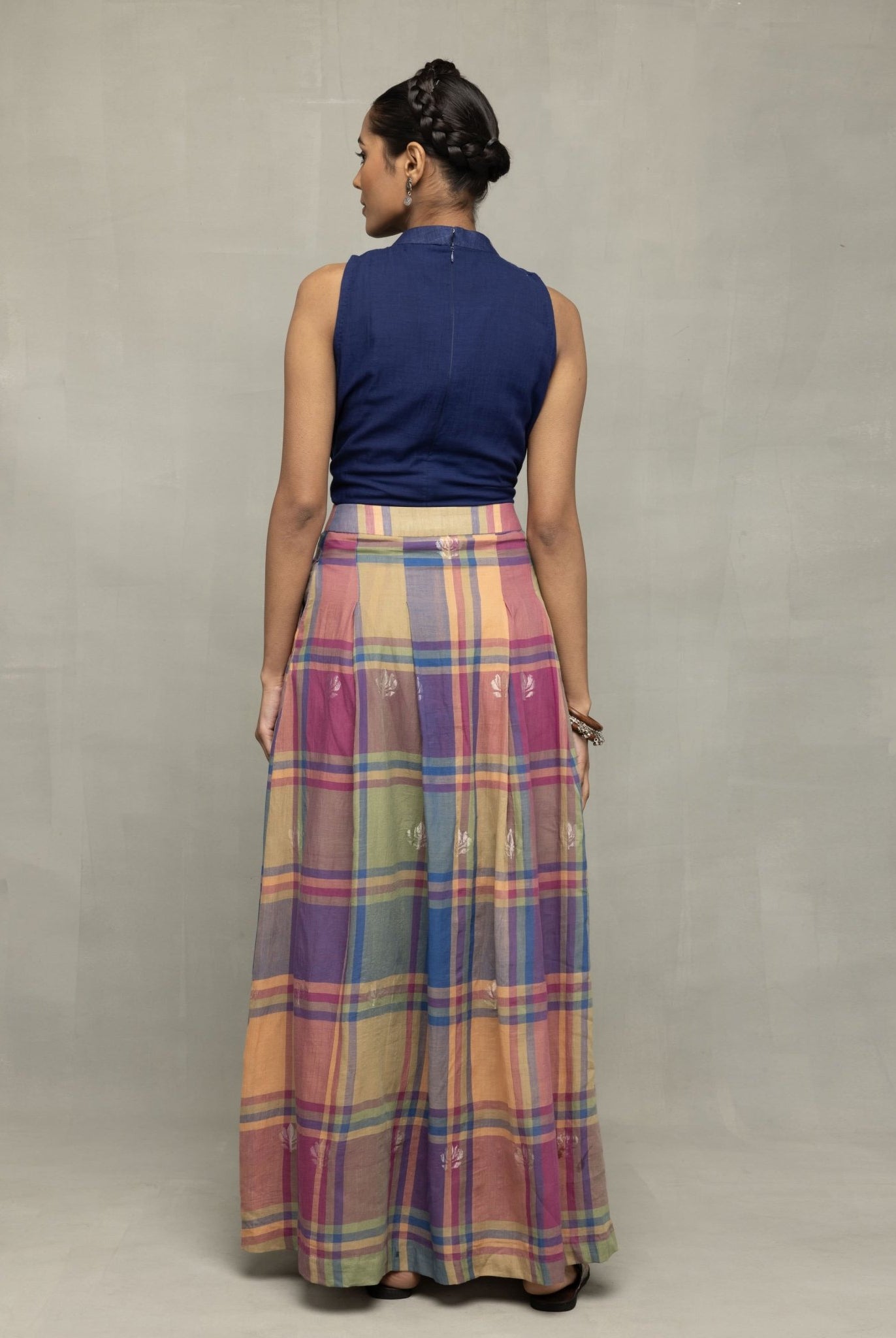 Lotus Meadow Checkered Jamdani Skord - CiceroniSkirt SetSutra Art of Clothing