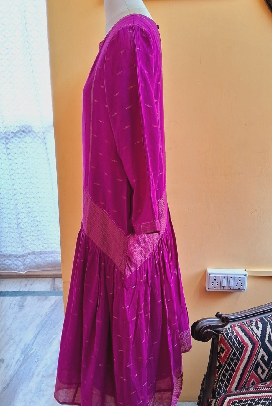 Low Pleats Dress - Magenta Kankra - RTS - CiceroniDressesBhomra