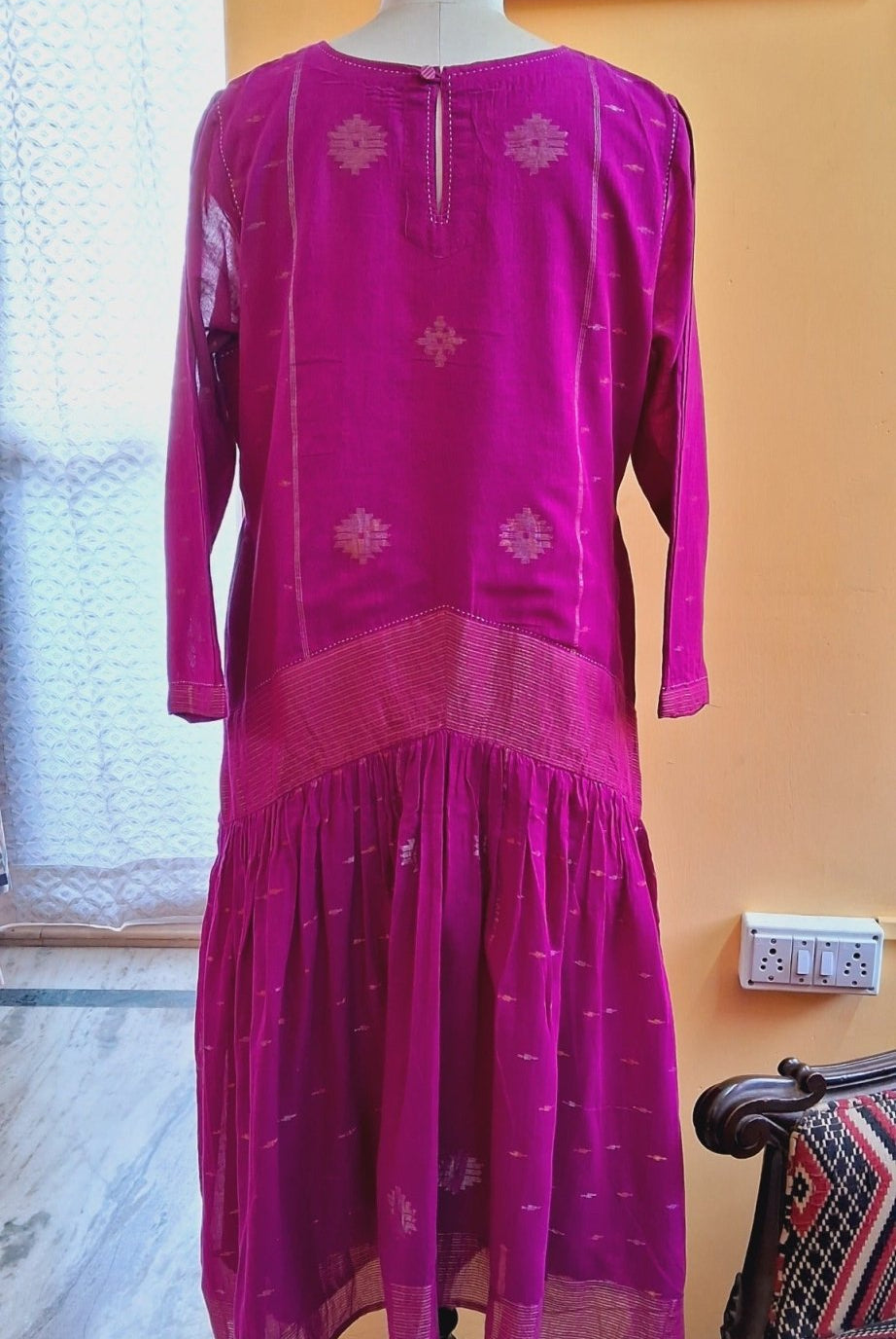 Low Pleats Dress - Magenta Kankra - RTS - CiceroniDressesBhomra