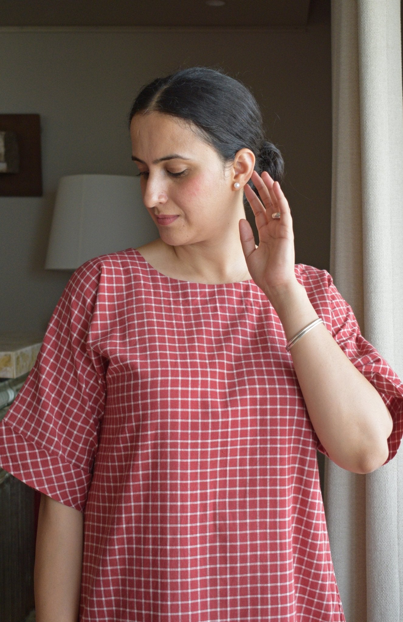 Madder Co - ord Set in Handwoven Checks - CiceroniKurta Set, Everyday WearHouse of Moxa