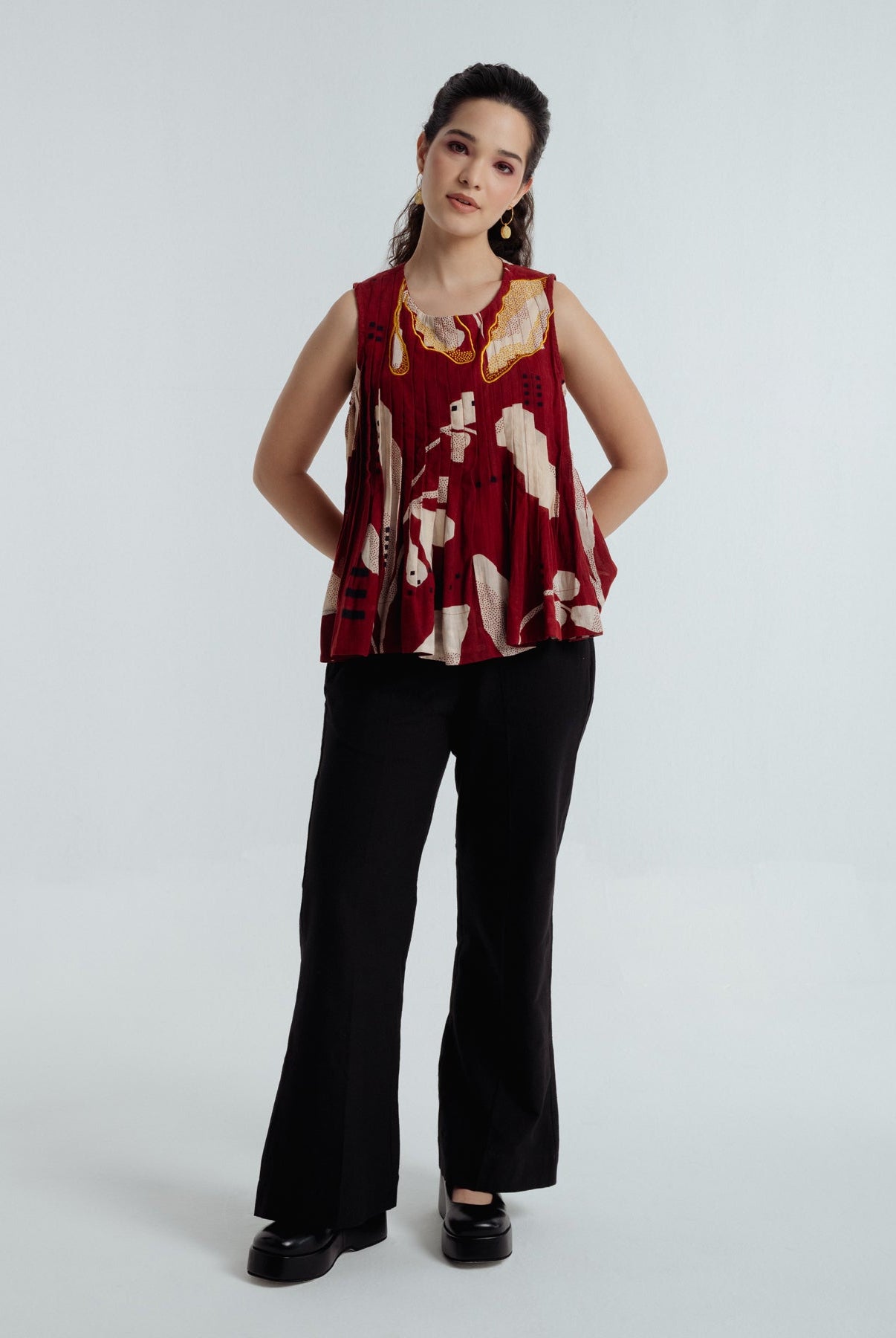 Madder Pleated Top - CiceroniTopsRias Jaipur