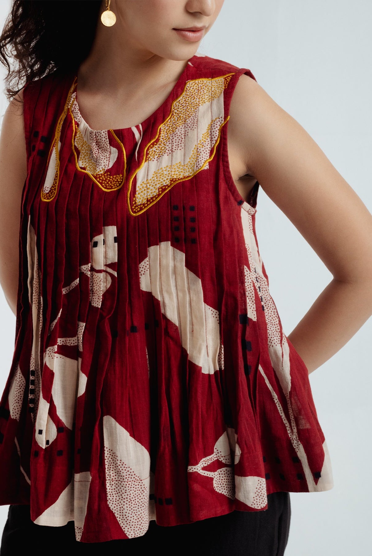 Madder Pleated Top - CiceroniTopsRias Jaipur