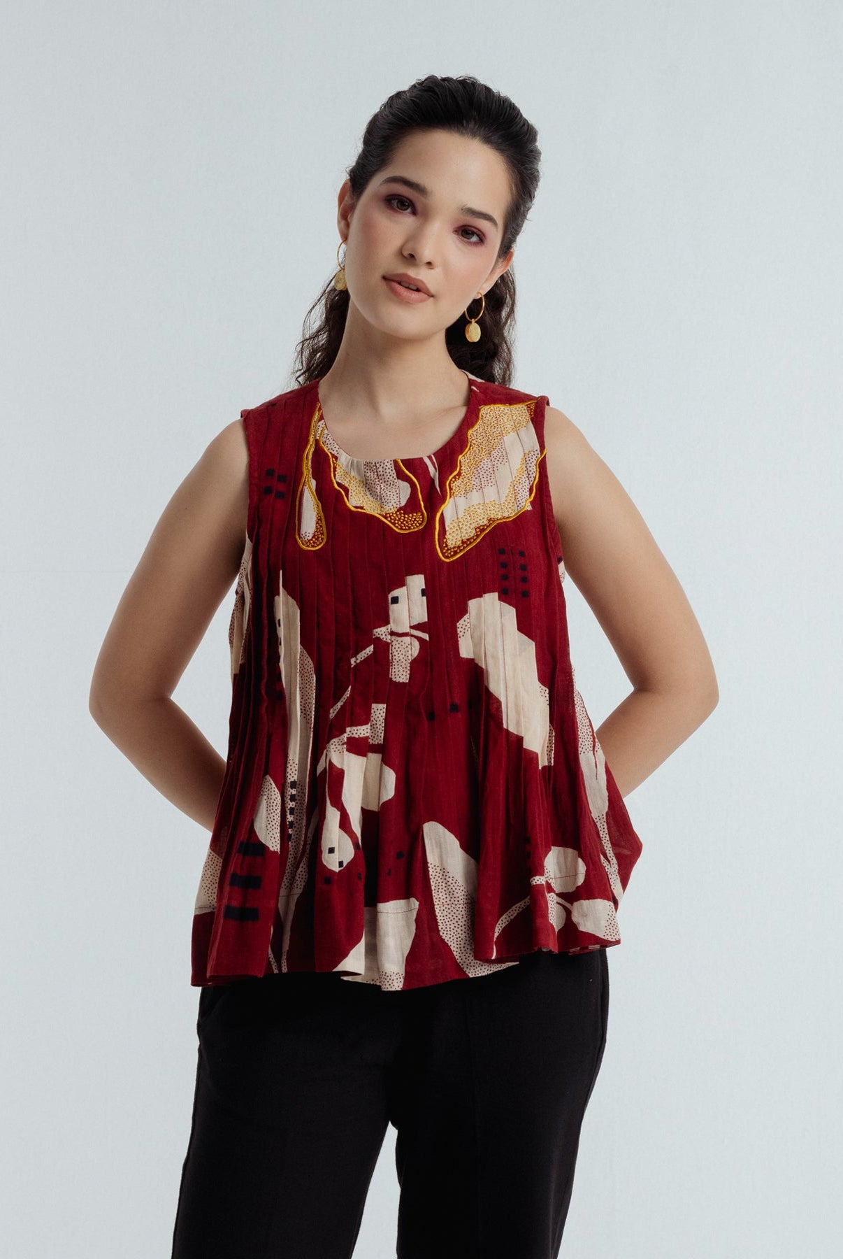 Madder Pleated Top - CiceroniTopsRias Jaipur