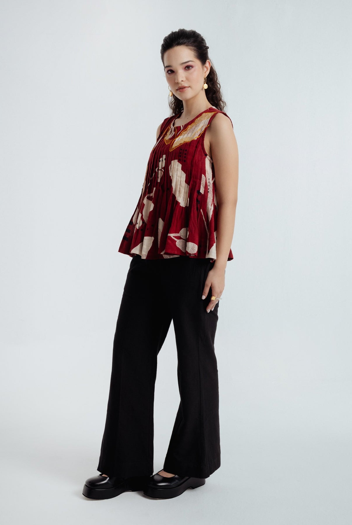 Madder Pleated Top - CiceroniTopsRias Jaipur